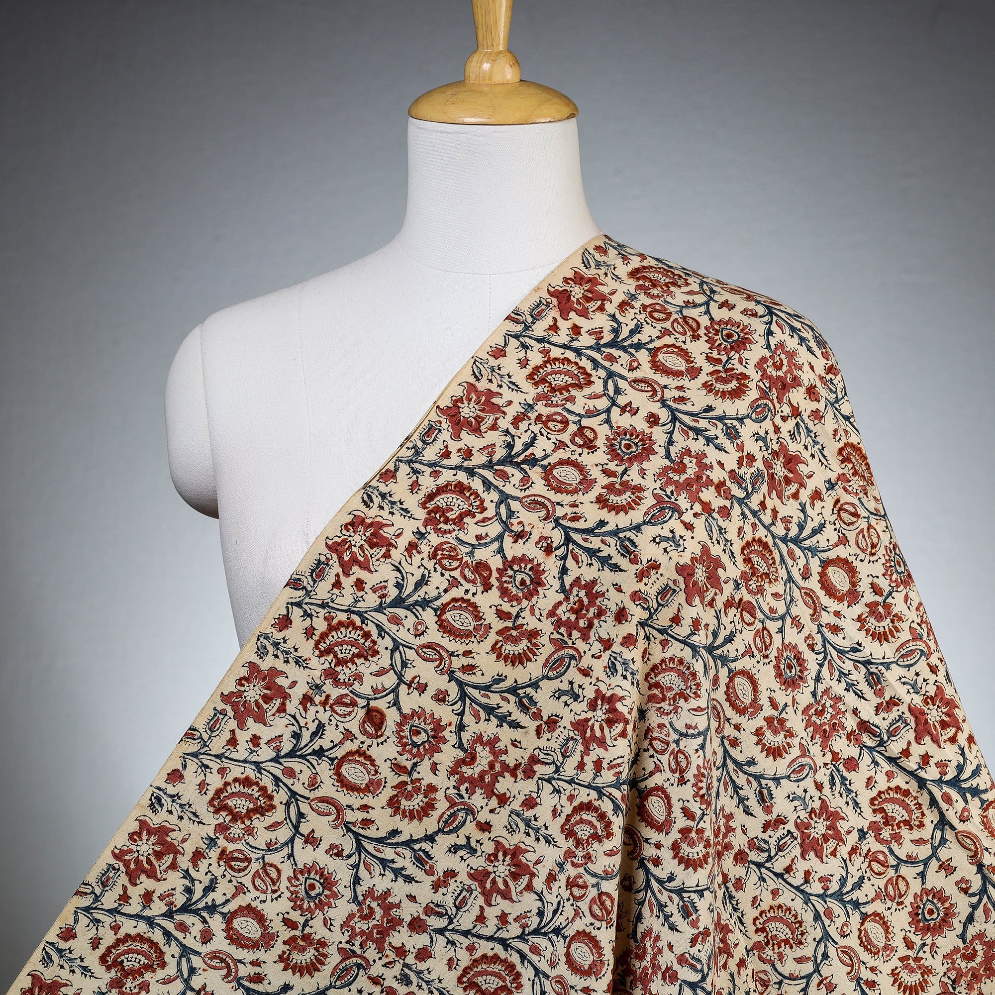 PITCHUKA SRINIVAS KALAMKARI PEDANA Beige - Pedana Kalamkari Block Printed Cotton Fabric