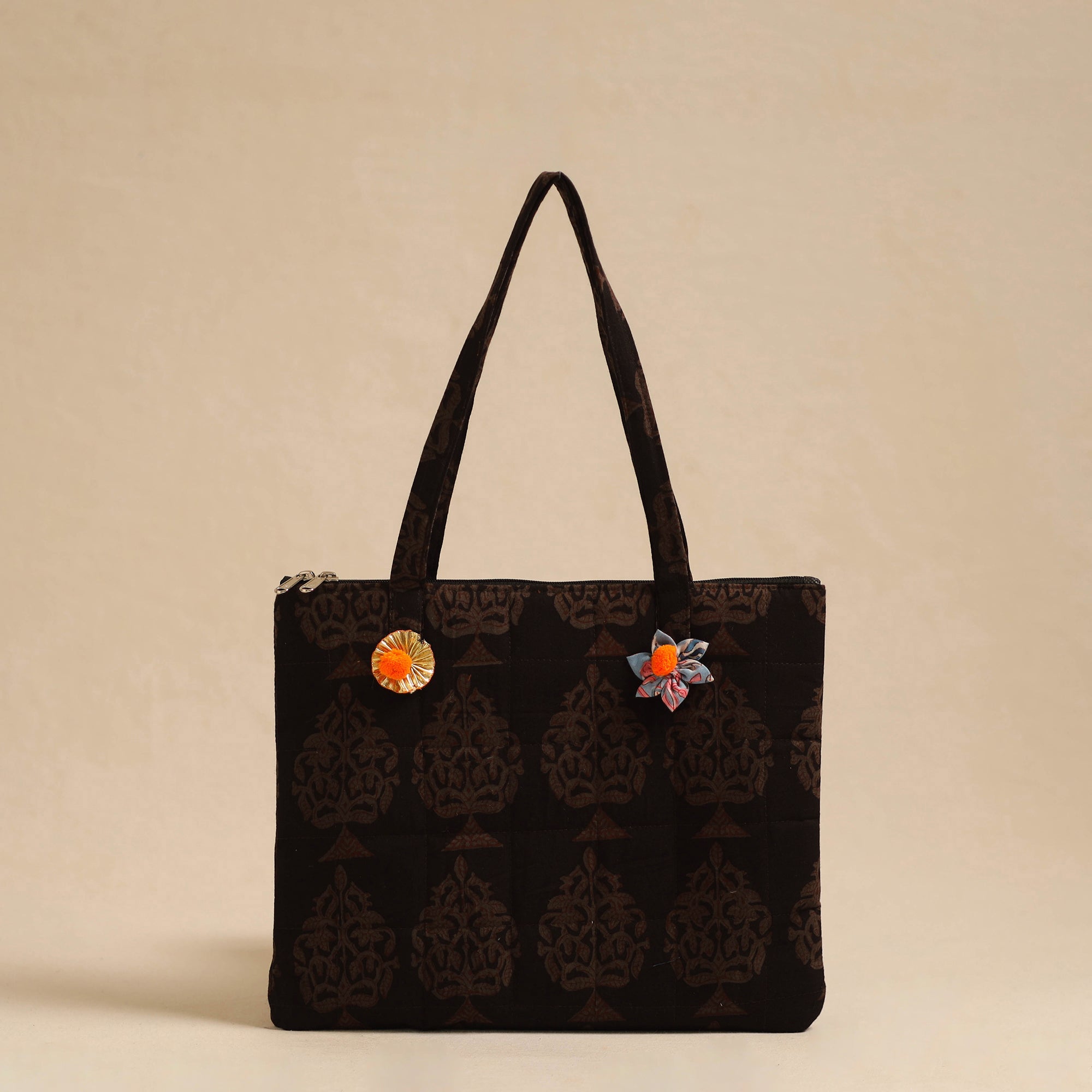 NOORI BAZAR Brown - Handcrafted Quilted Cotton Hand Bag 15