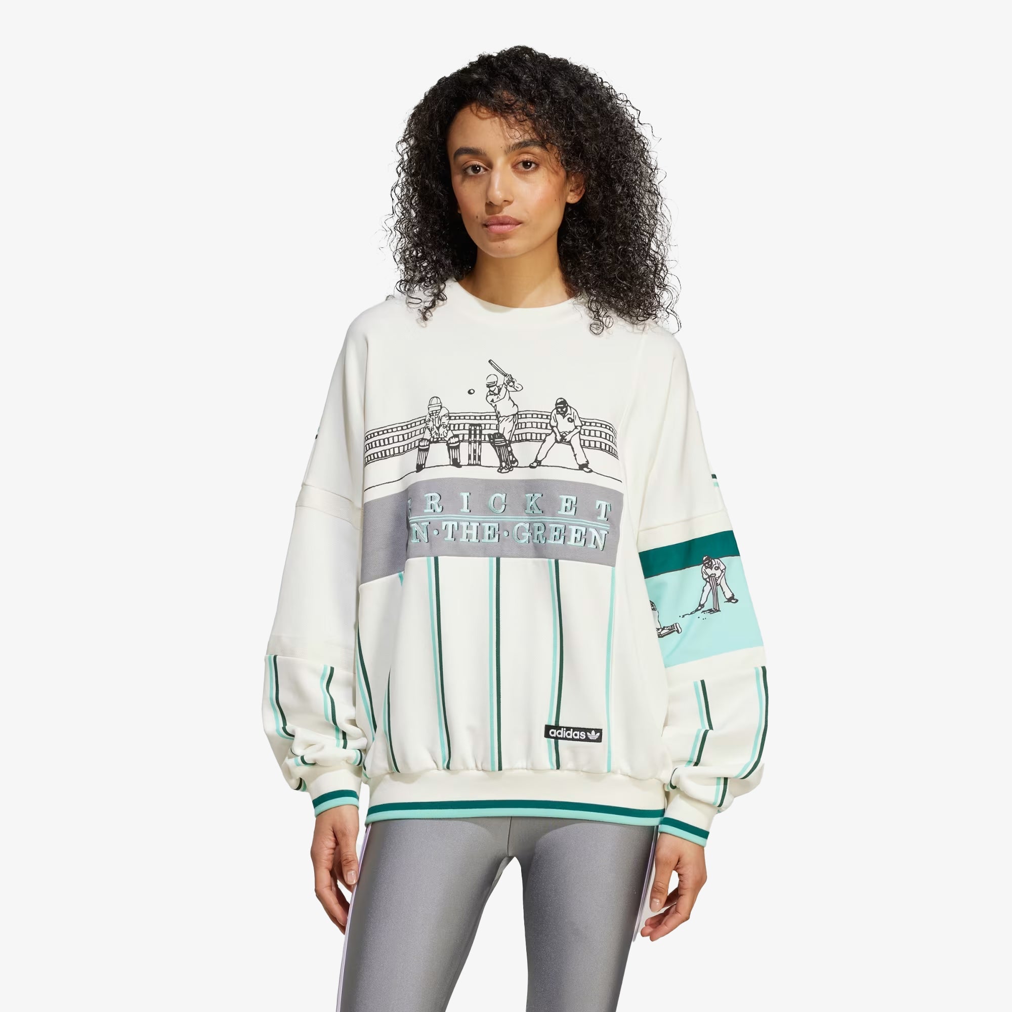 Adidas Originals | RETRO SPORTS CRICKET-INSPIRED CREW SWEATSHIRT { OFF WHITE