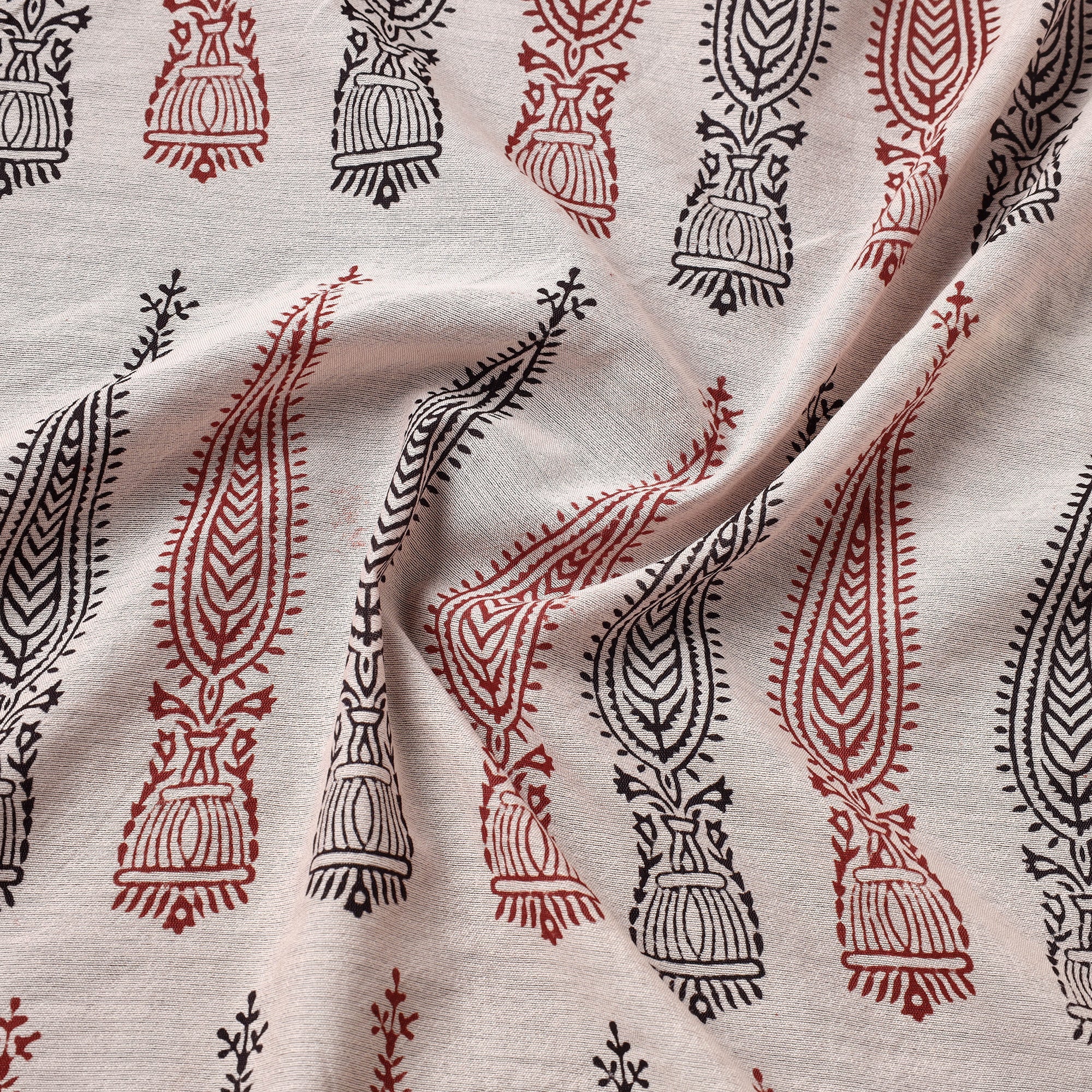 BAGH PRINTS BY UMAR FARUK KHATRI Beige - Bagh Hand Block Printed Chanderi Silk Handloom Fabric - view 3