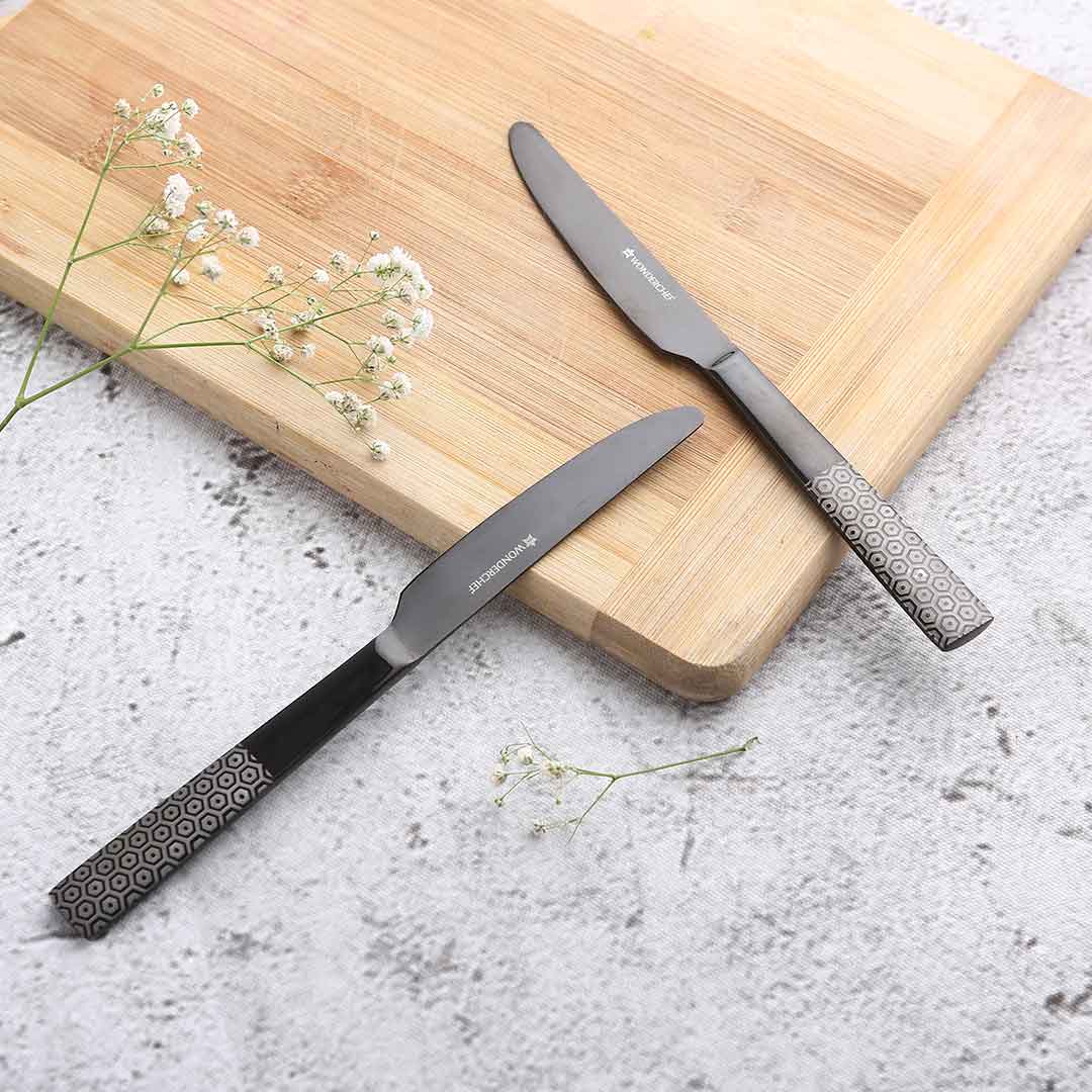 Wonderchef Roma Dinner Knife - Black - Set of 2pcs