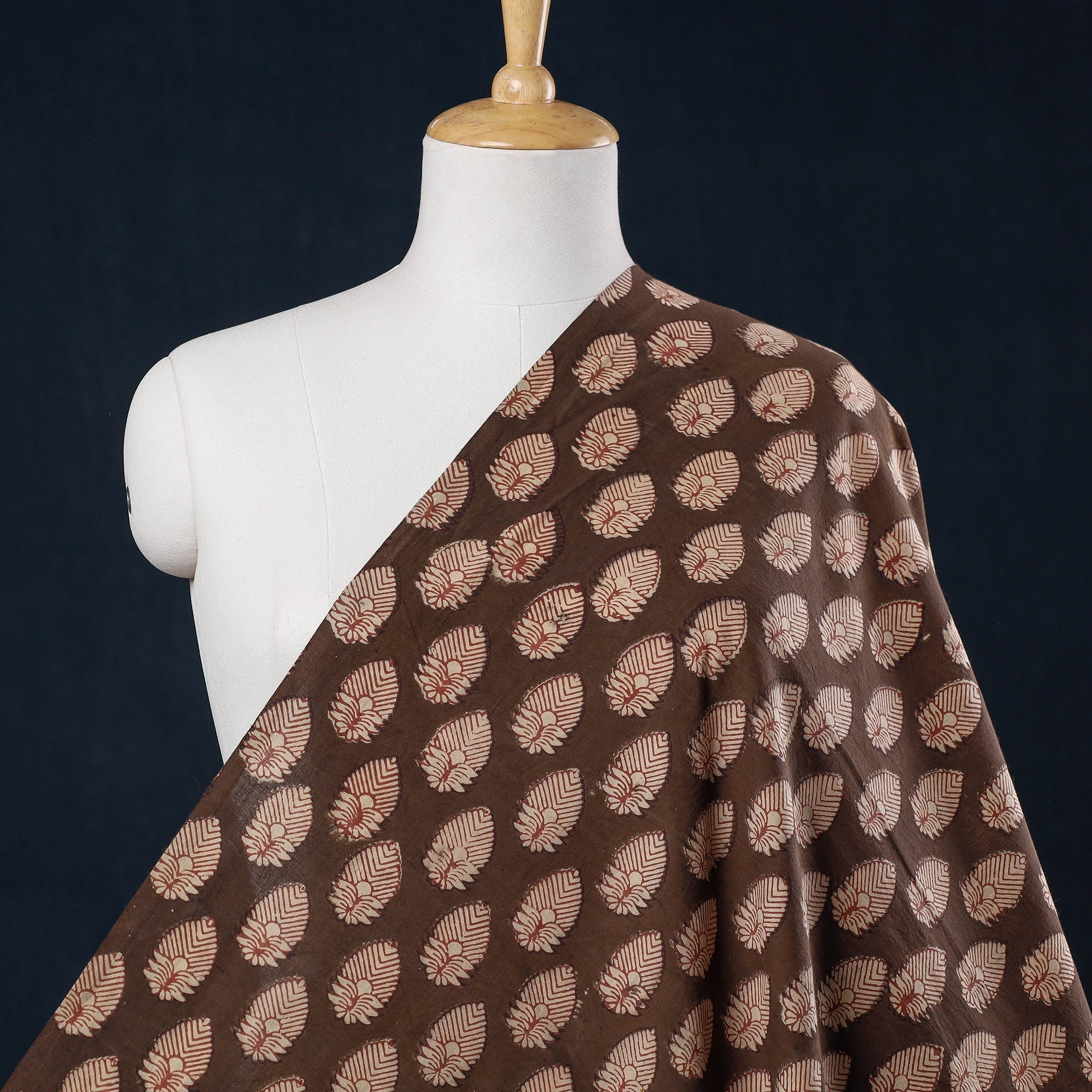 HAVELI CHRONICLES Brown - Akola Floret Butta Hand Block Printed Cotton Fabric