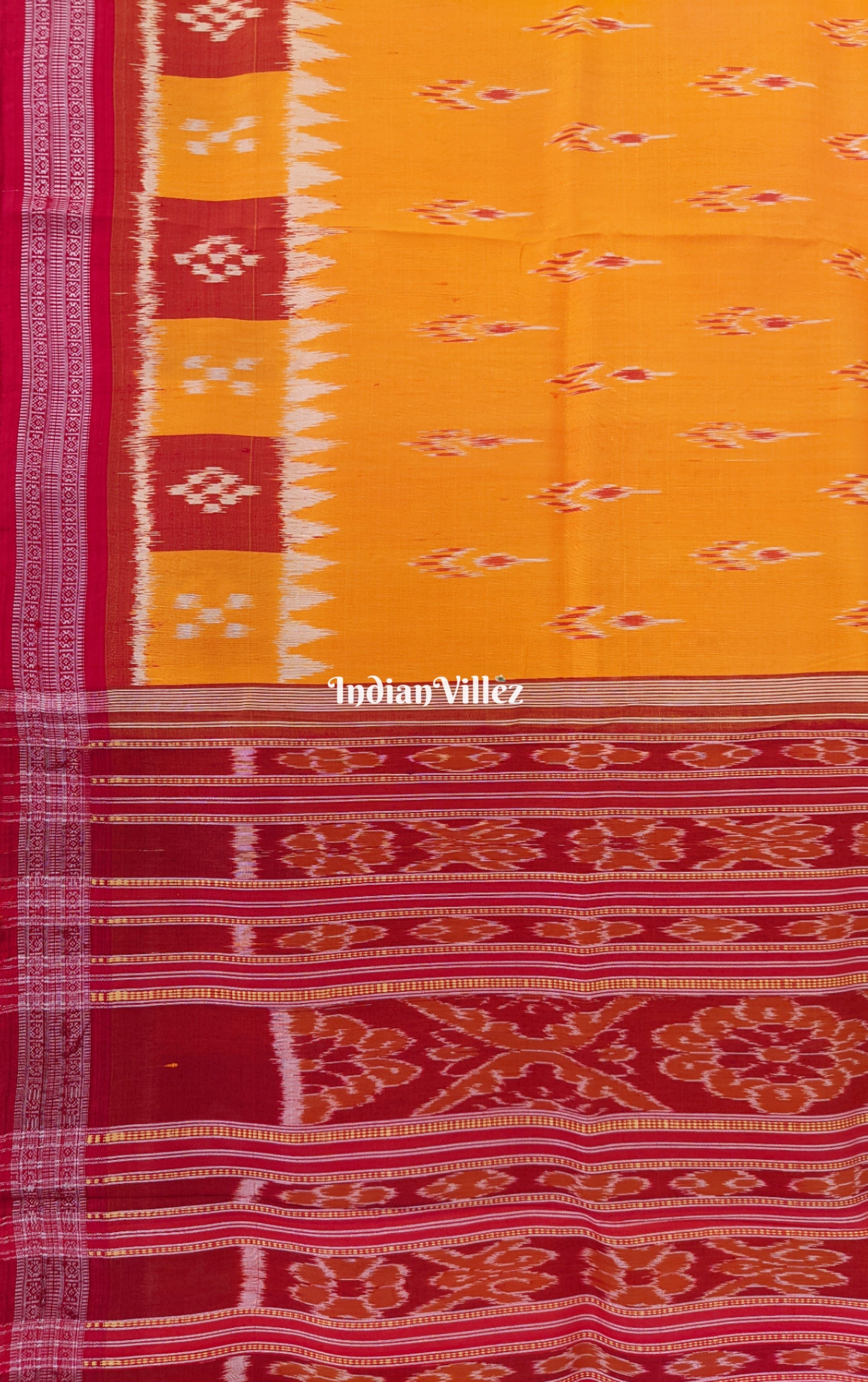 IndianVillèz Yellow Mayura Chandrika Odisha Handloom Khandua Silk Saree - view 6