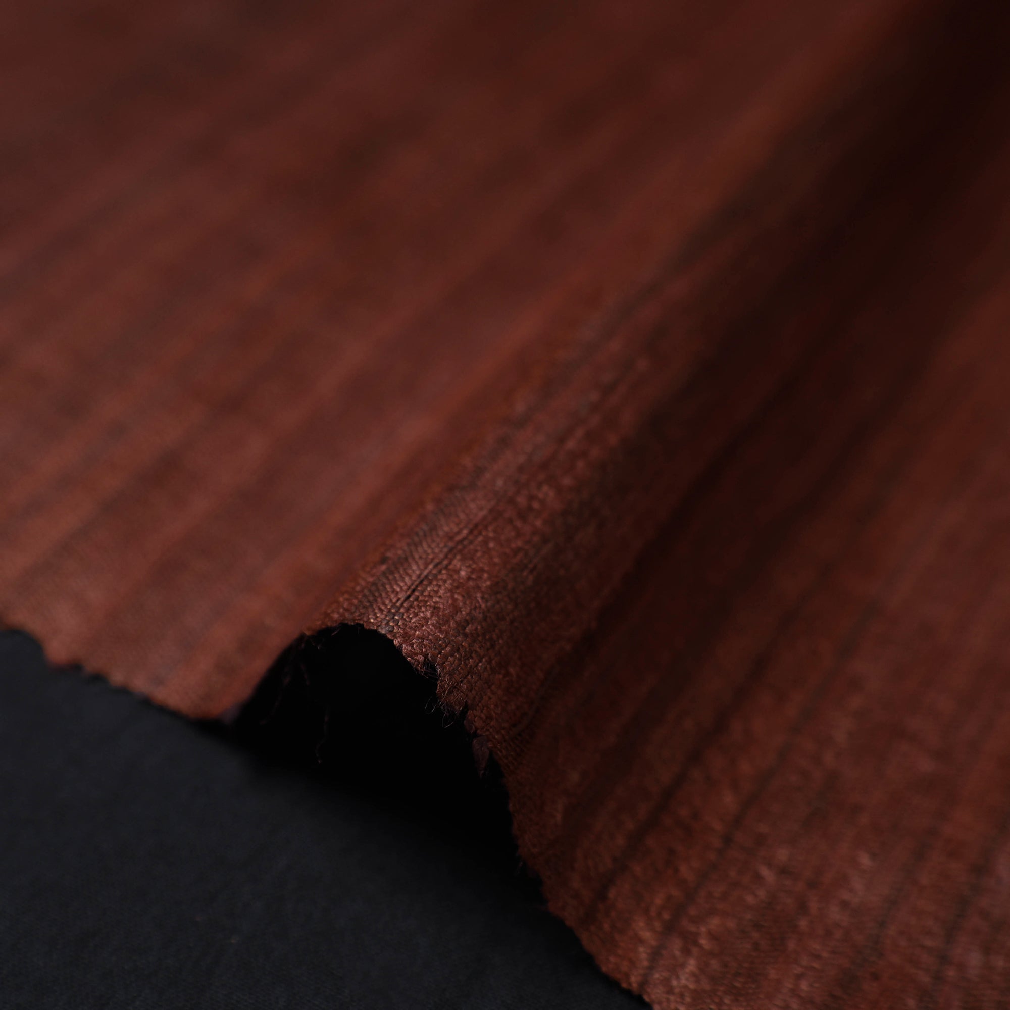 ITOKRI CRAFTS INITIATIVE Brown - Bhagalpuri Handwoven Pure Desi Tussar Silk Fabric 09 - view 3