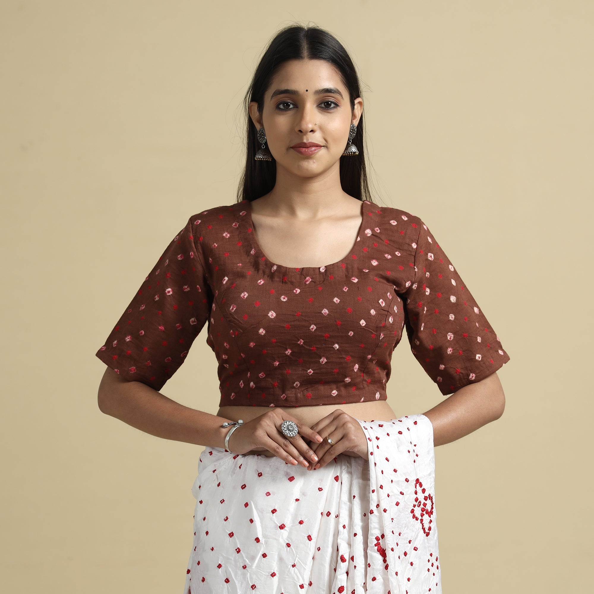 ITOKRI CASUALS Brown - Bandhani Tie-Dye Cotton Stitched Blouse - view 2