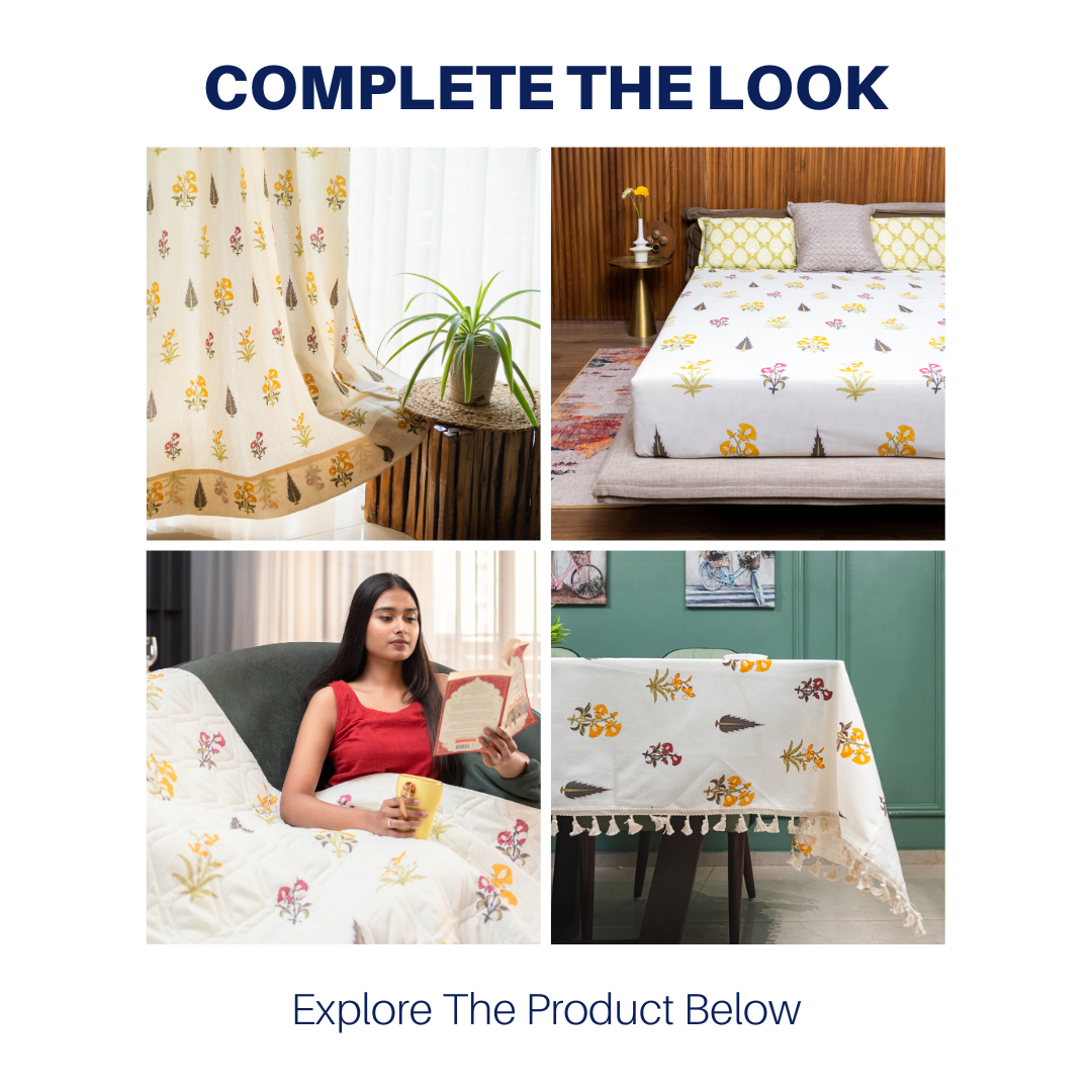 Urban Space -Home Furnishing Store Fitted King Size Cotton Bedsheet - High Garden Yellow - view 2