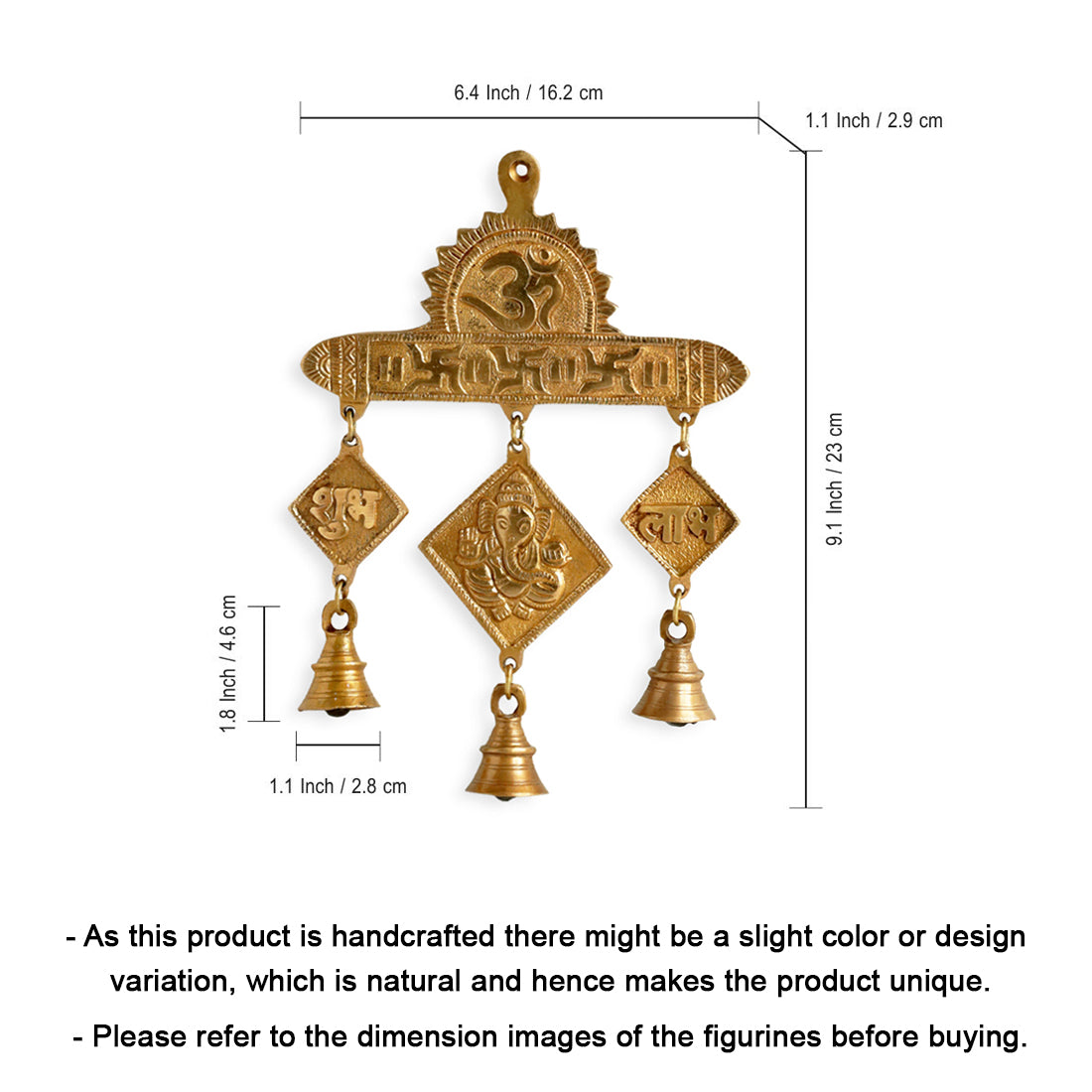 EXCLUSIVELANE 'Shubh Labh Ganesha' Wall Décor Brass Wall Hanging (Hand-Etched, 0.4 Kg) - view 4