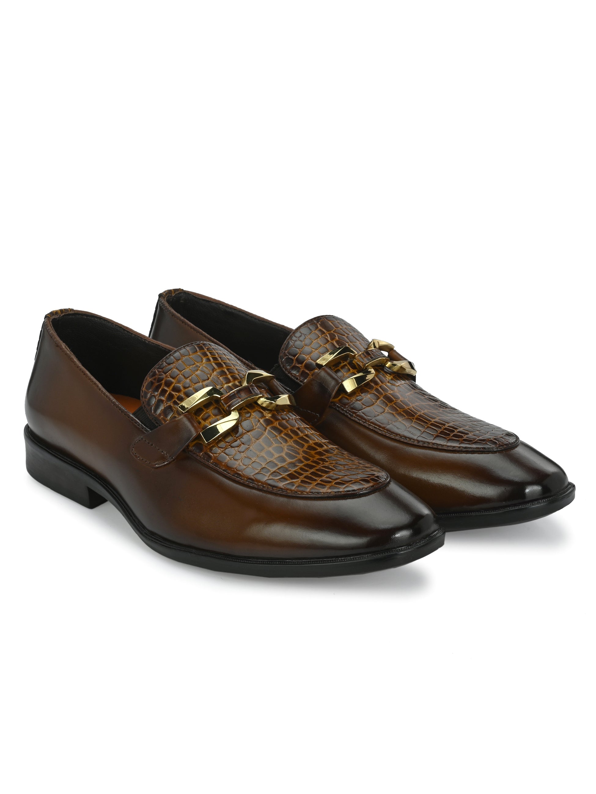 Egoss Shoes Egoss Platinum Buckled Loafers For Men - view 2