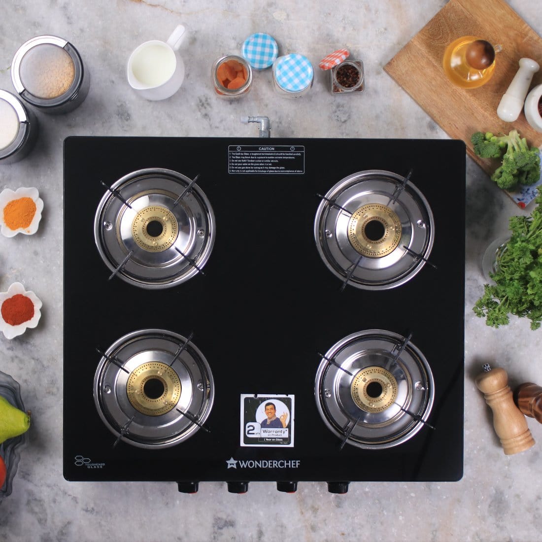 Wonderchef Ruby 4 Burner Glass Cooktop, Black Toughened Glass - view 21