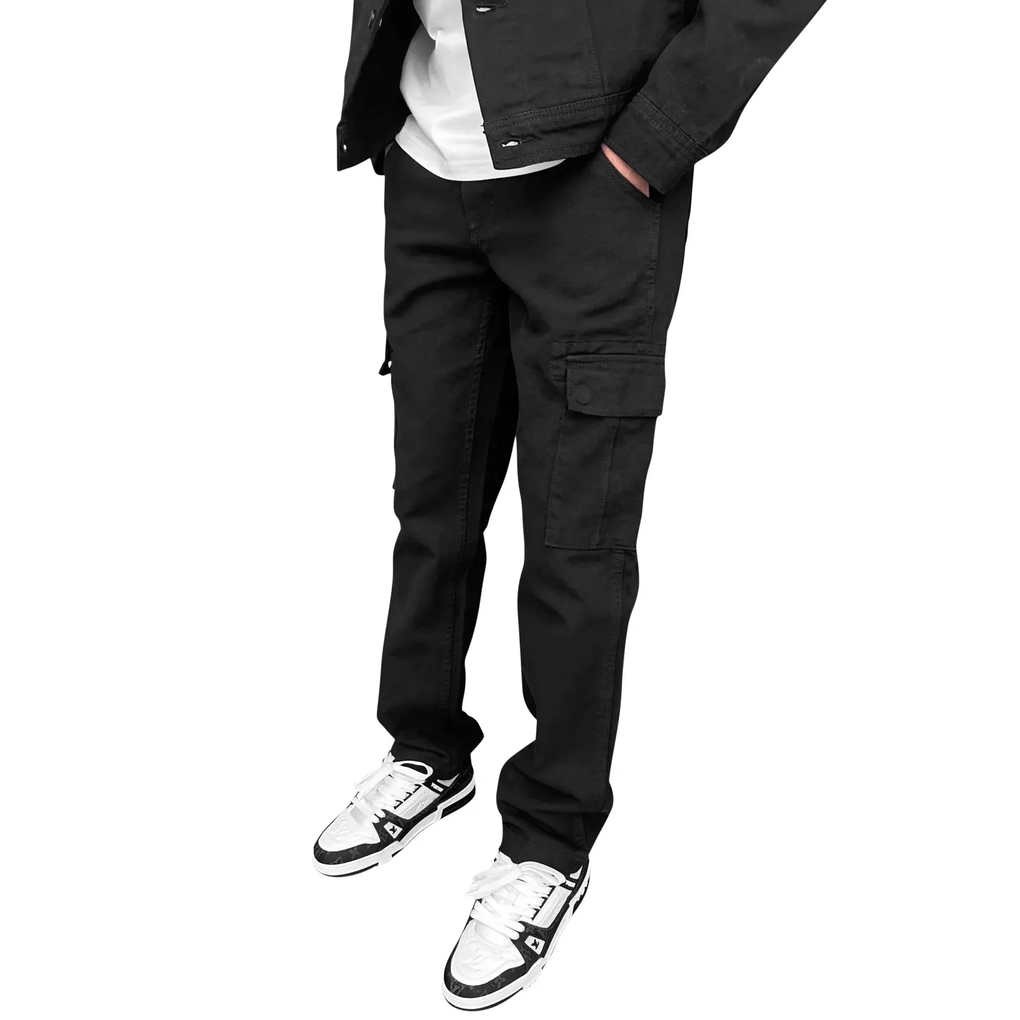 SIARR Black Denim Cargo Pants - view 2