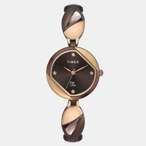 Timex Fria Women Quartz Brown Dial Analog Stainless Steel Watch TWEL16303