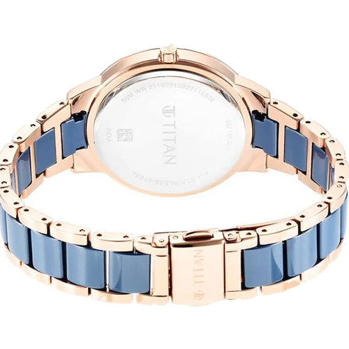 Titan Purple Ceramics Blue Dial Analog Steel and Ceramic Strap watch for Women 41mm 95213KD03 - view 5