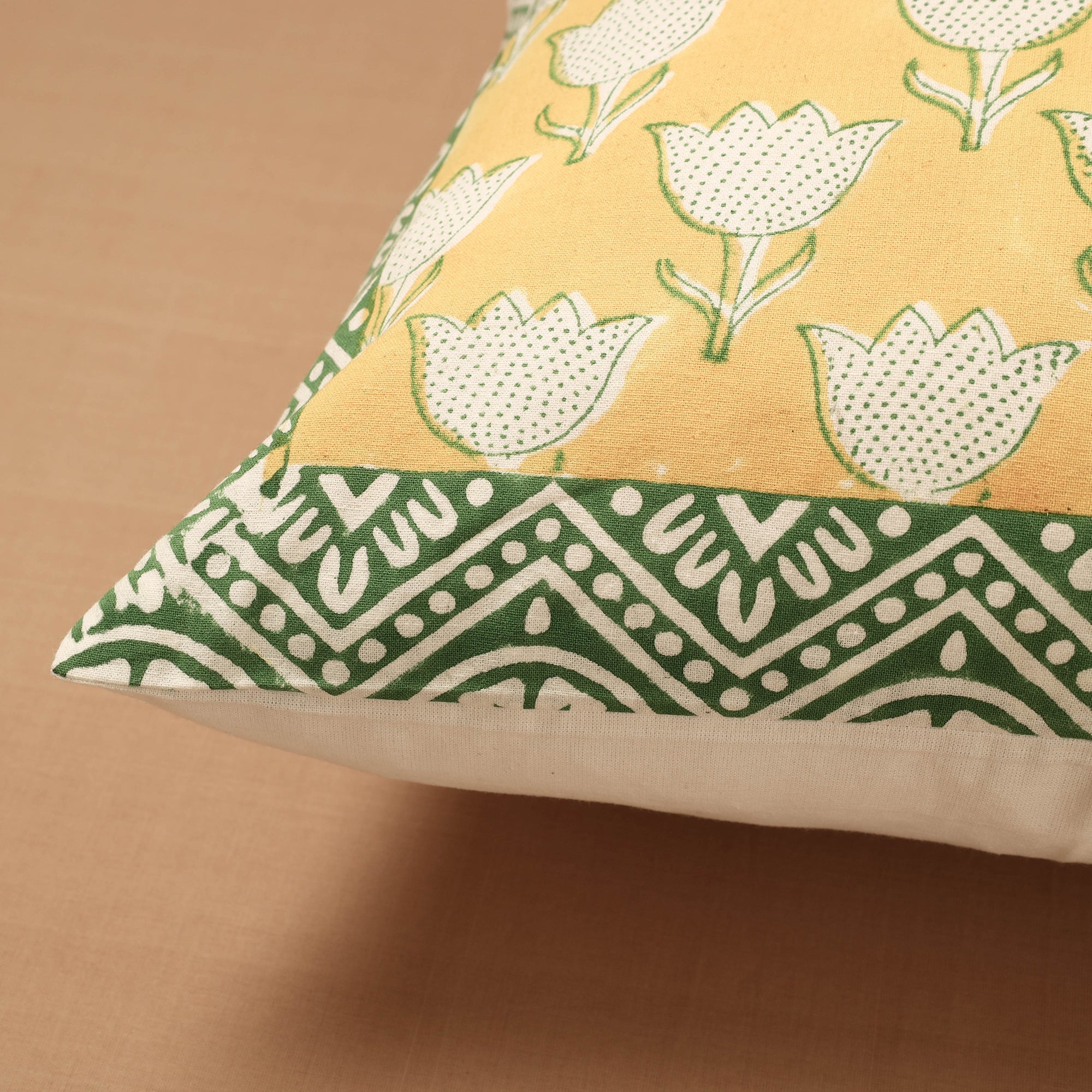 CHUTNEY CRAFT STUDIO Block Print Cotton Sanganeri Cushion Cover (16 x 16 in) - view 2