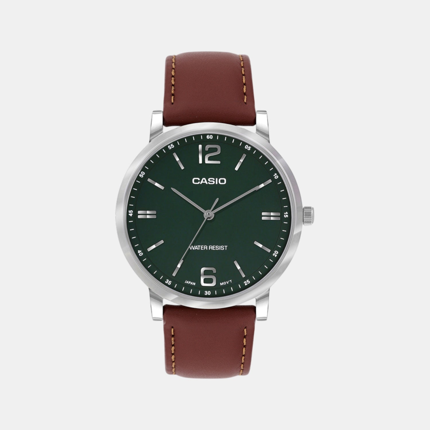 Casio Enticer Men Quartz Green Dial Analog Stainless Steel Watch A2438