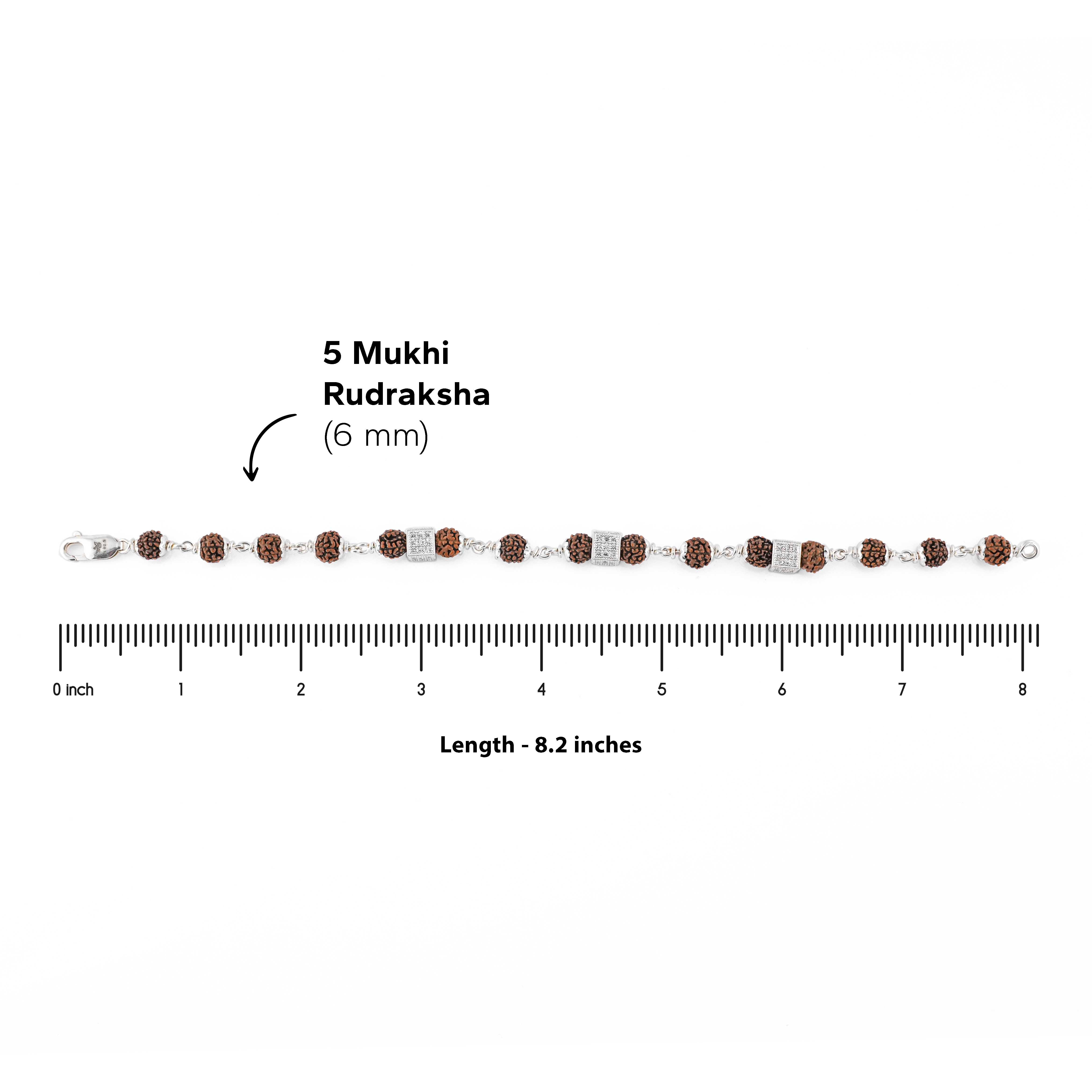 Prinjal Jewellers Single Line Rudraksha Silver Rakhi - view 7