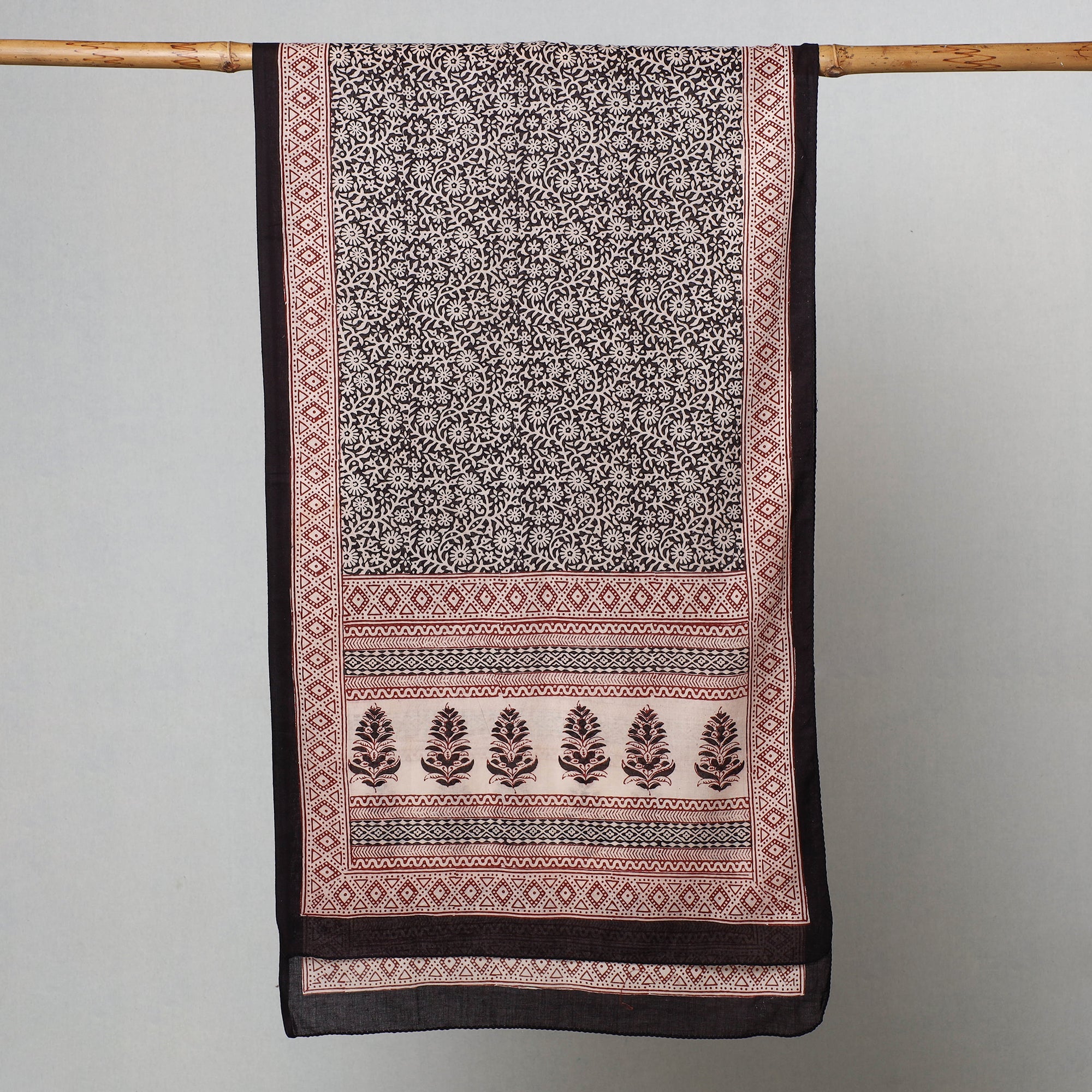 BAGH PRINTS BY MOHAMMED BILAL KHATRI Black - Bagh Hand Block Printed Cotton Stole - view 2