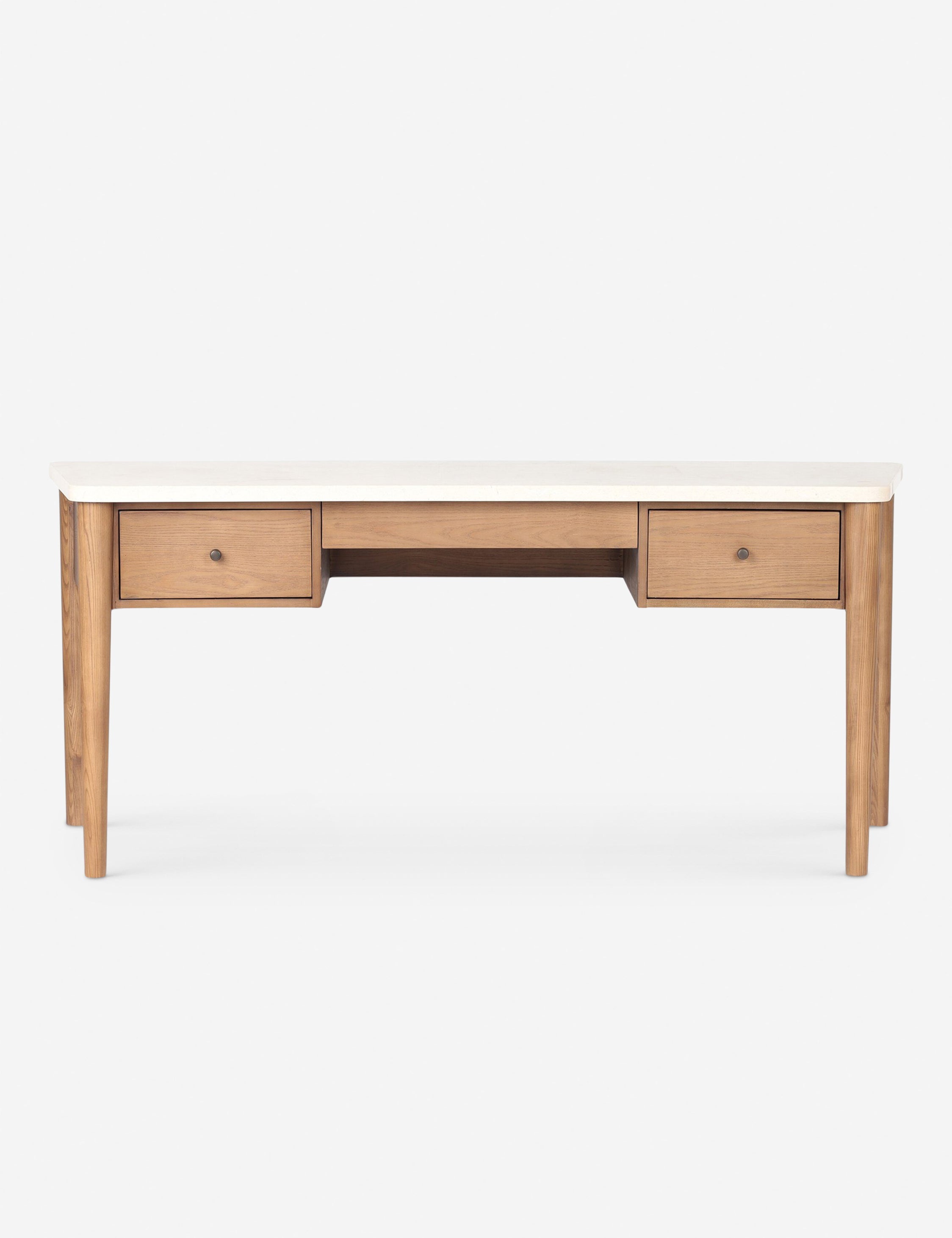 Lulu and Georgia Keegan Desk – Natural and Cream Marble
