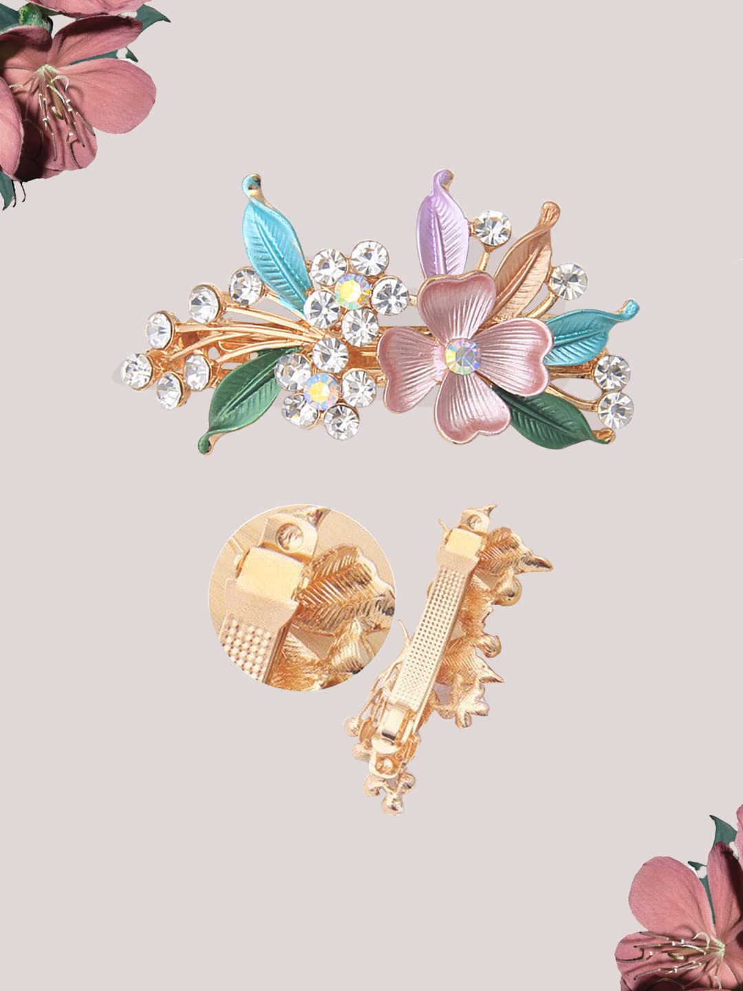Yellow Chimes Hair Clips for Women Girls Barrette Hair Clips for Women Hair Accessories for Women Enameled Floral Clips for Women French Barrette Hair - view 3