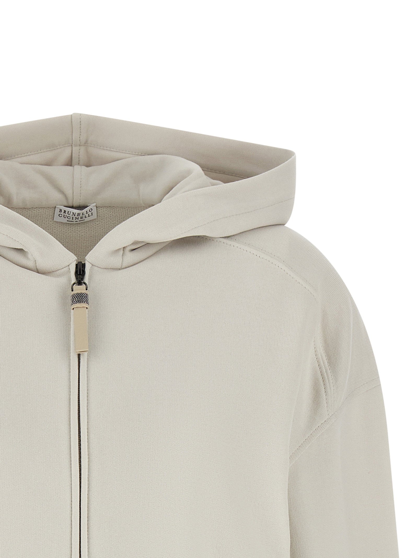 Brunello Cucinelli Shiny Zipper Pull Hoodie – 100% cotton - view 3