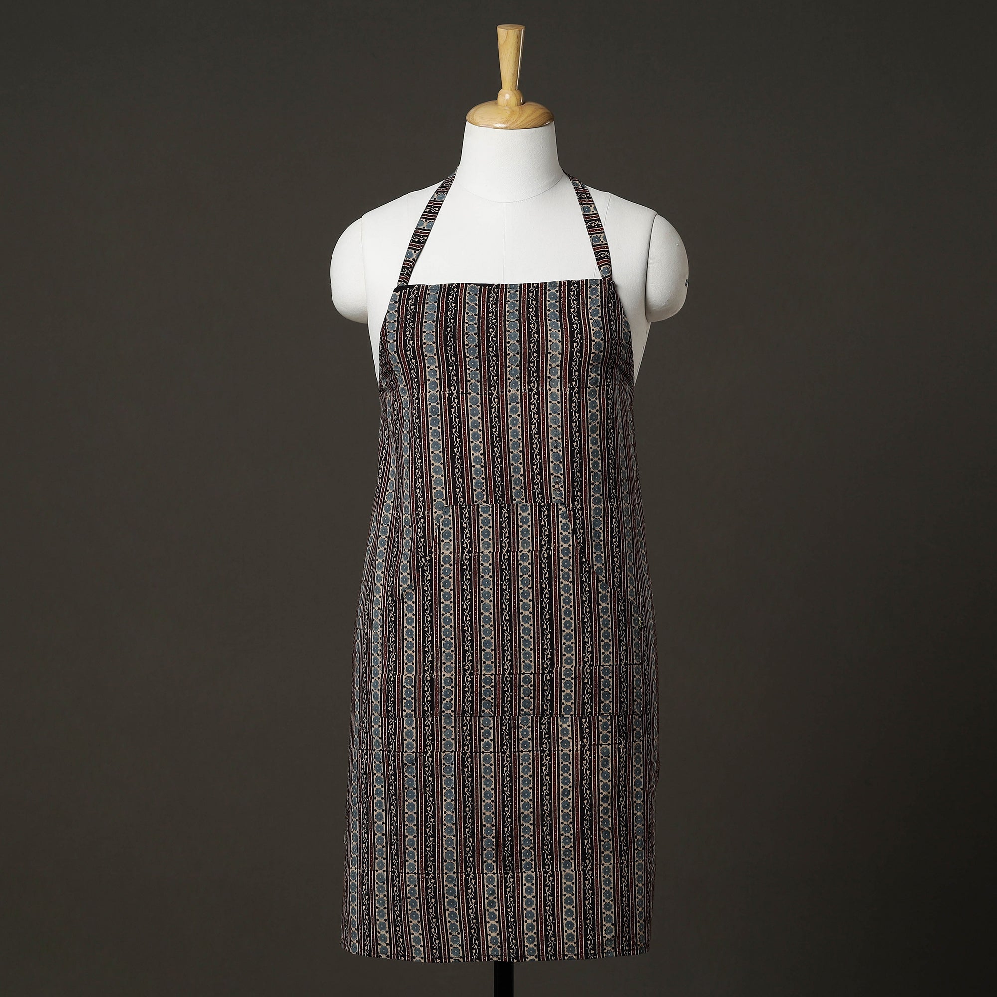 ITOKRI CRAFTS INITIATIVE Ajrakh Block Printed Cotton Apron with Pocket