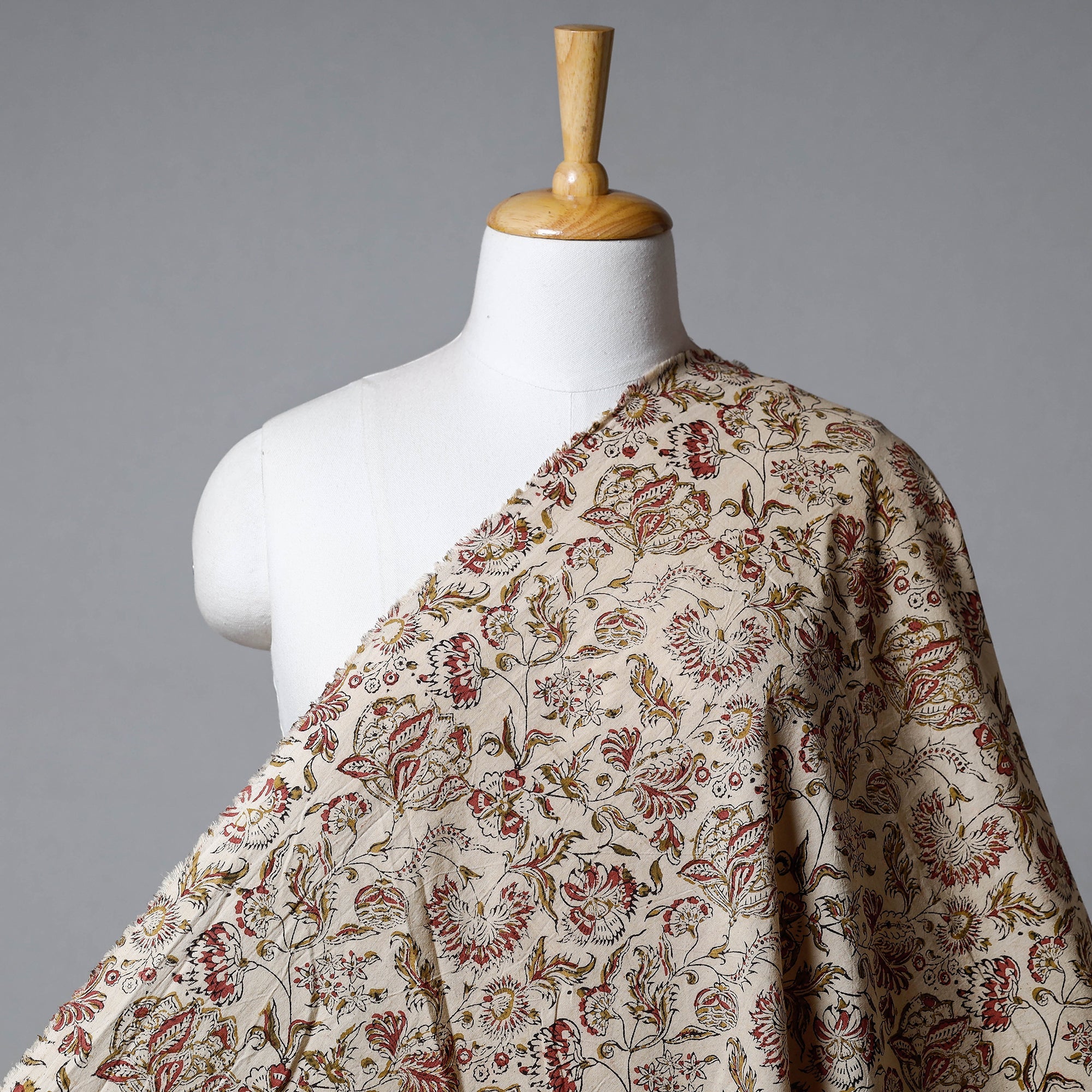 PITCHUKA SRINIVAS KALAMKARI PEDANA Beige - Pedana Kalamkari Hand Block Printed Cotton Fabric