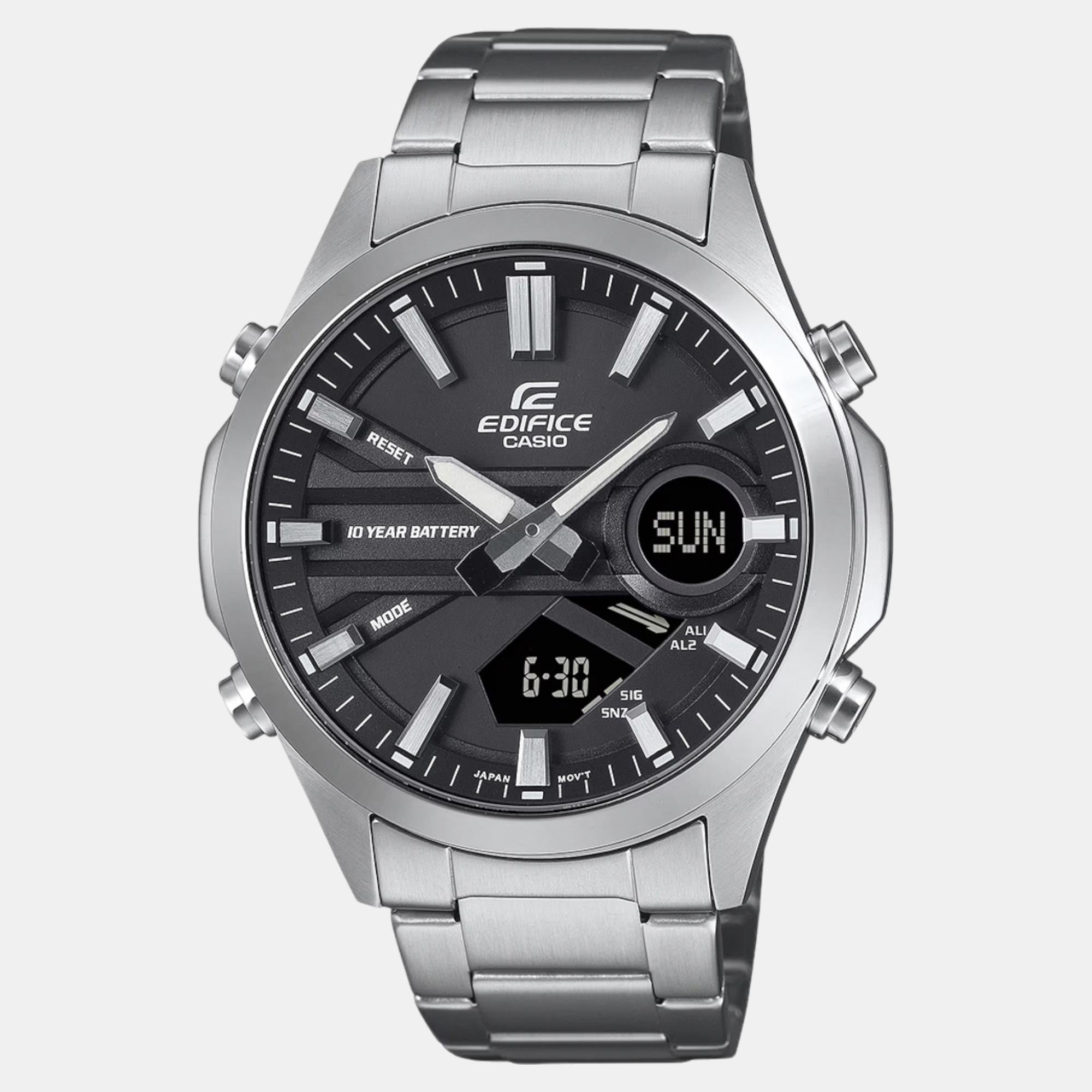 Casio Edifice Men Quartz Black Dial Analog-Digital Stainless Steel Watch ED624