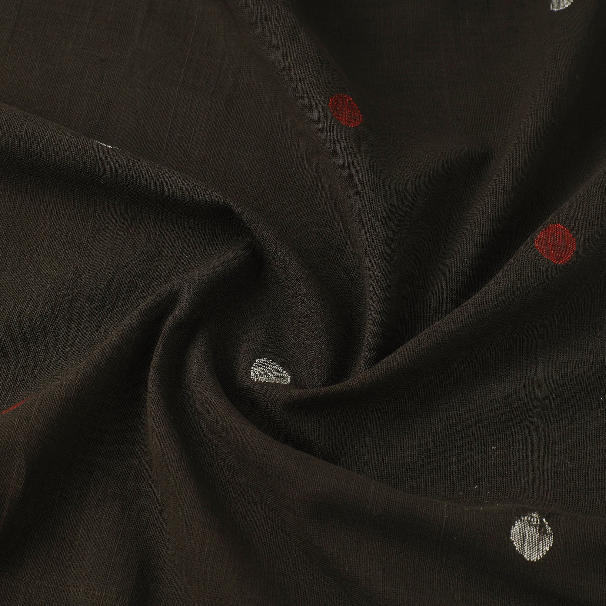 SOUTH KARGHA Black - Handspun Handloom Natural Dyed Cotton Jamdani Fabric 41 - view 3