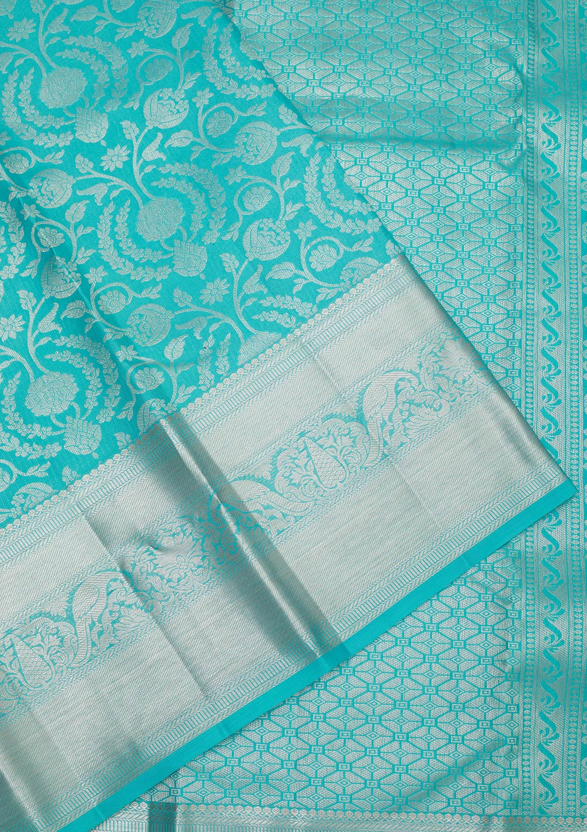 Koskii Sky Blue Zariwork Pure Silk Saree – Women's - view 4