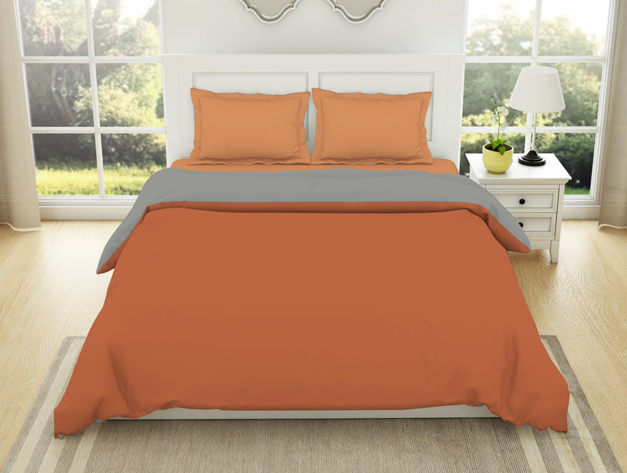 Solid rust gray – Spaces India Solid Rust/ Gray - Rust 100% Cotton Shell Double Quilt / AC Comforter - Everyday Essentials By Spaces