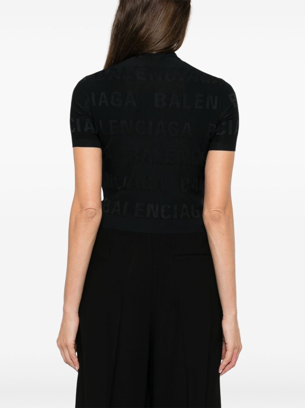 Balenciaga jacquard logo crop top – Viscose 92% - view 4