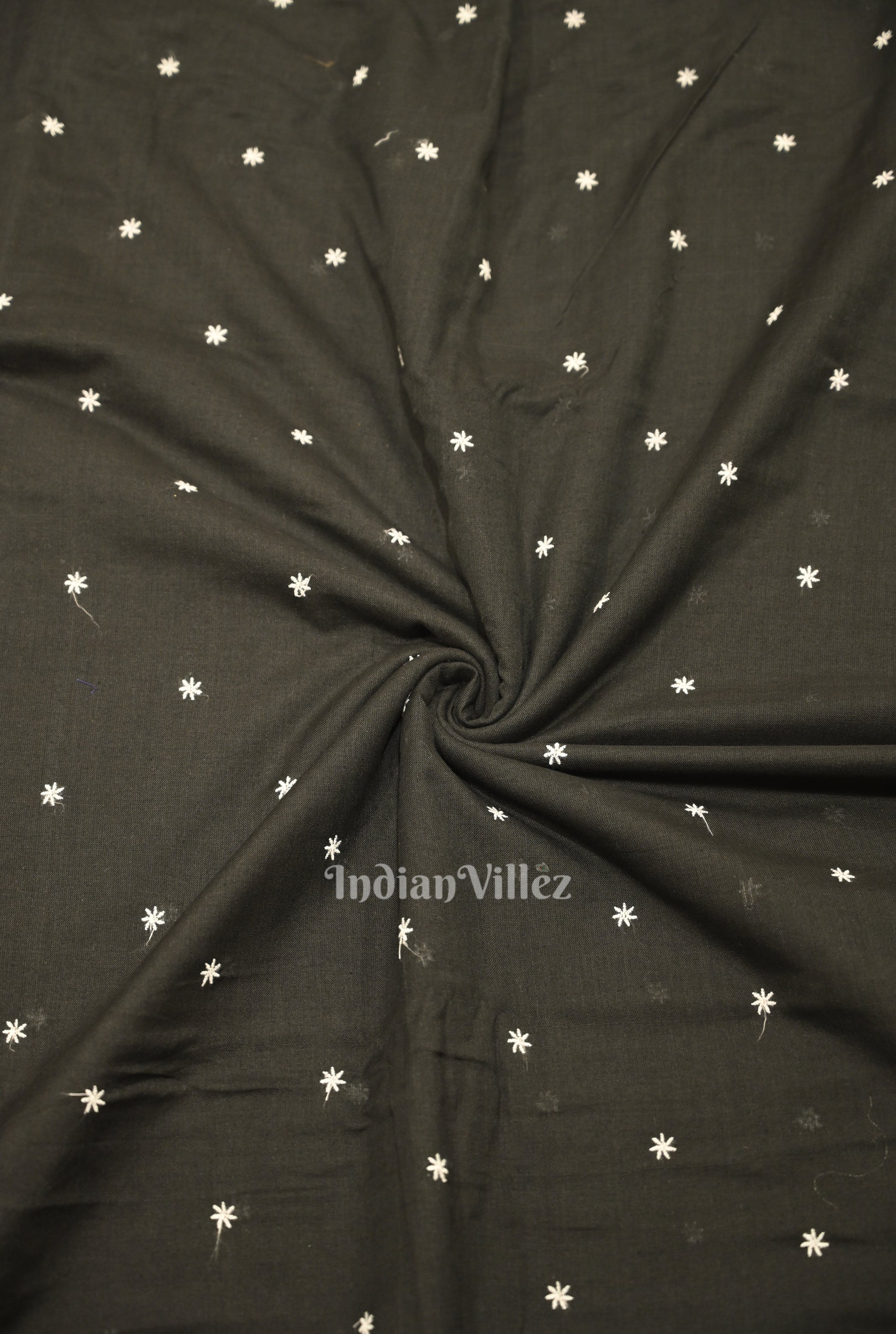 IndianVillèz Black Floral Motif Odisha Ikat Bomkai Cotton Fabric