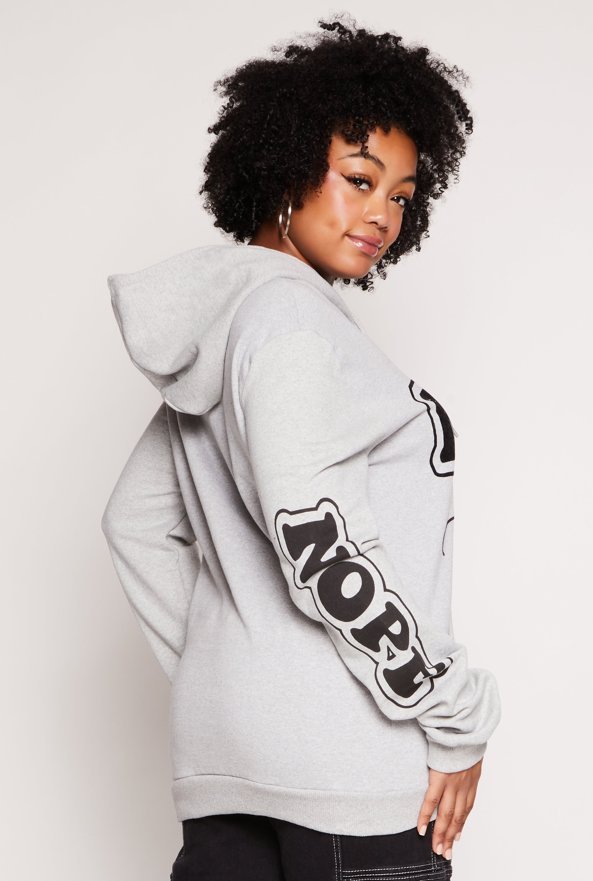 Rainbow Shops Plus Size Nope Not Today Graphic Pullover Hoodie - view 3