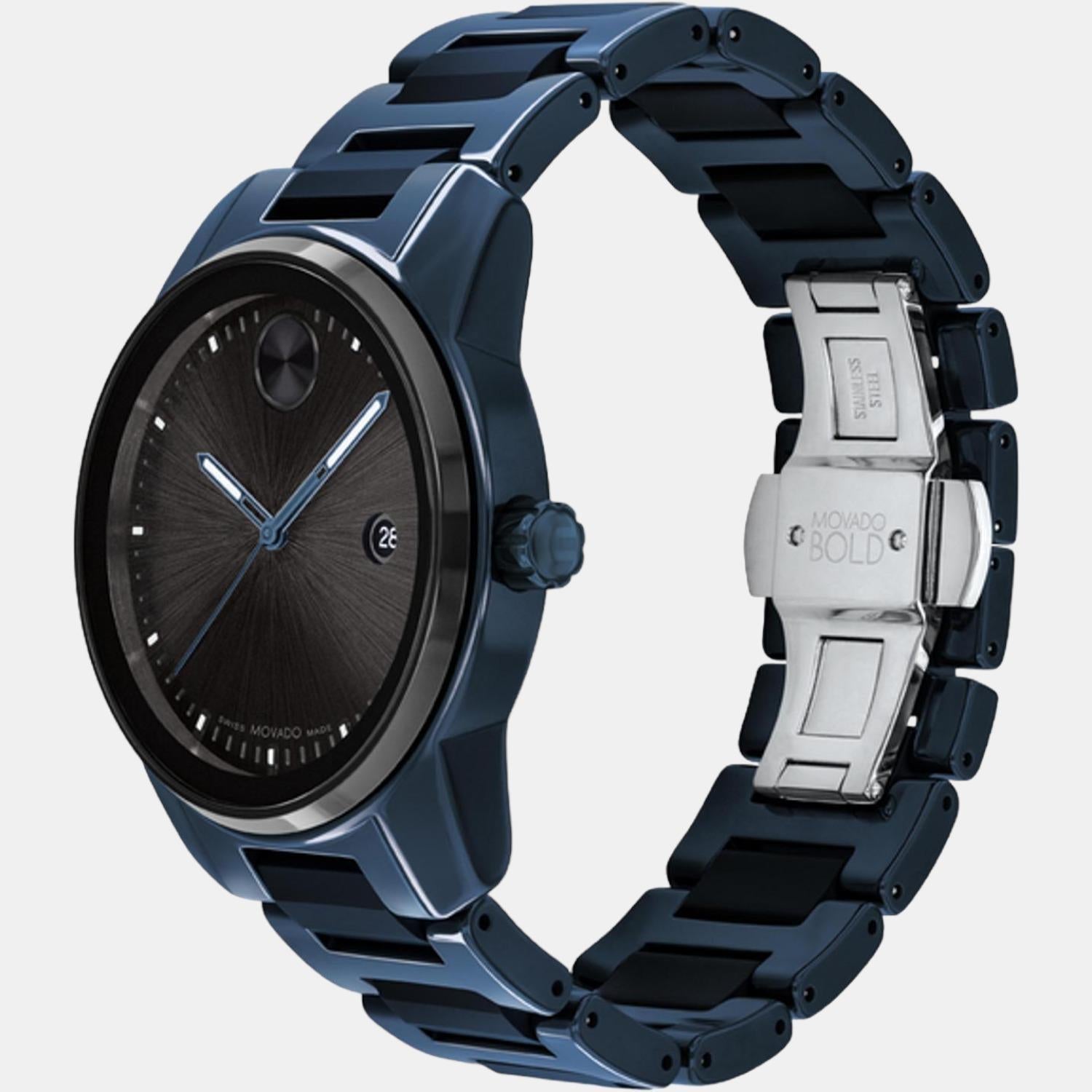 Movado Bold Verso Men Quartz Black Dial Analog Stainless Steel Watch 3600864 - view 2