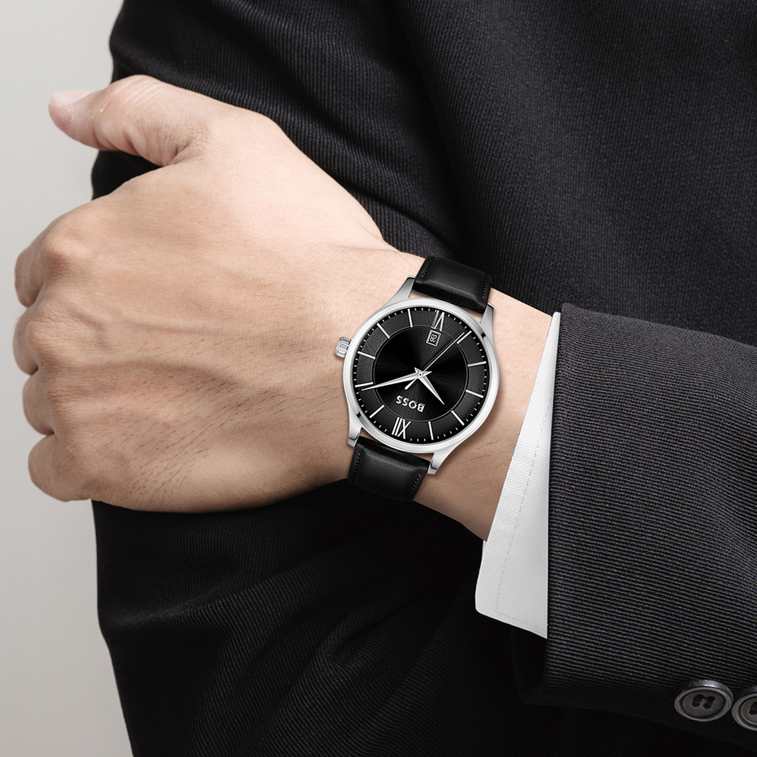 Boss Elite Men Quartz Black Dial Analog Leather Watch 1513954 - view 4