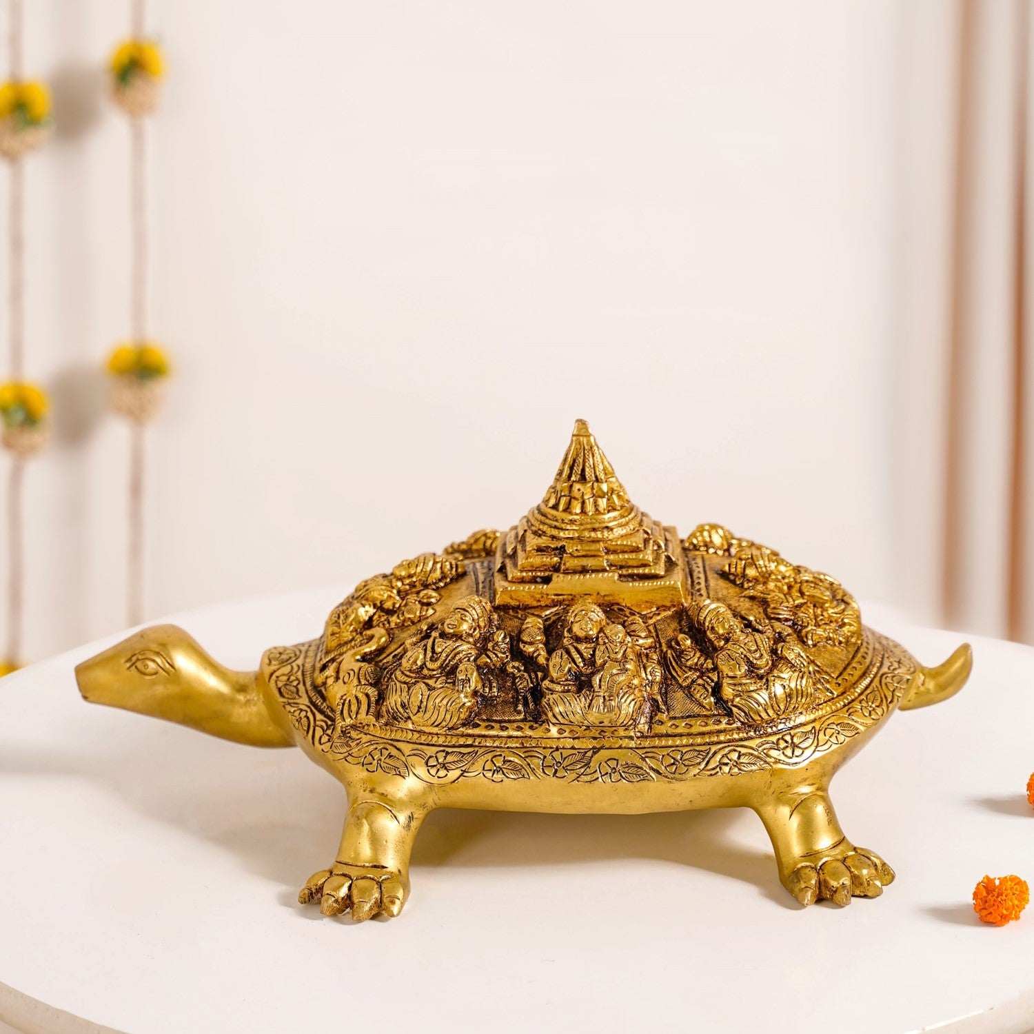 Nestasia Tortoise With Shree Yantra Brass Statue - view 2
