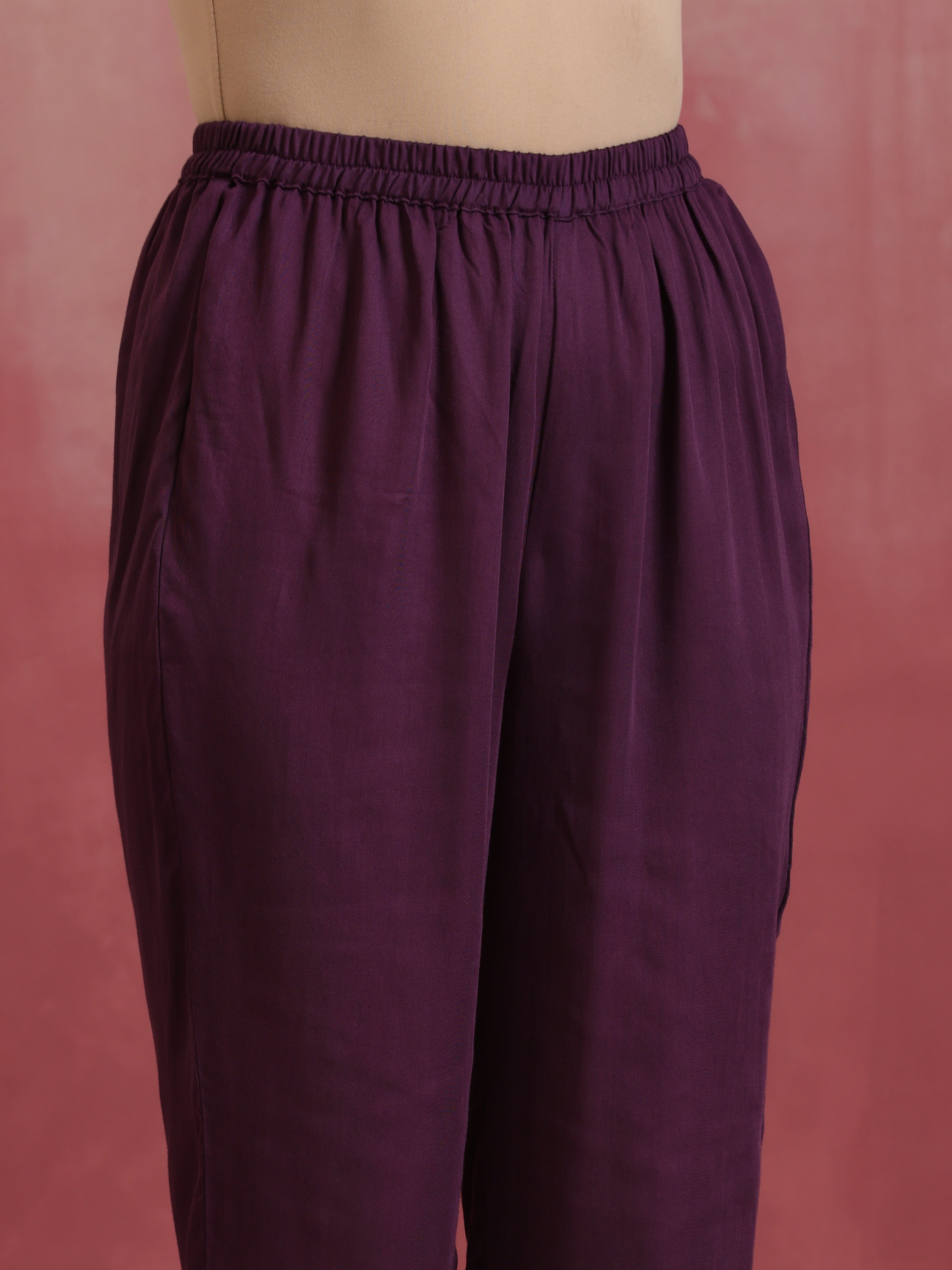 trueBrowns Maroon Modal Angrakha Kurta Set - view 8