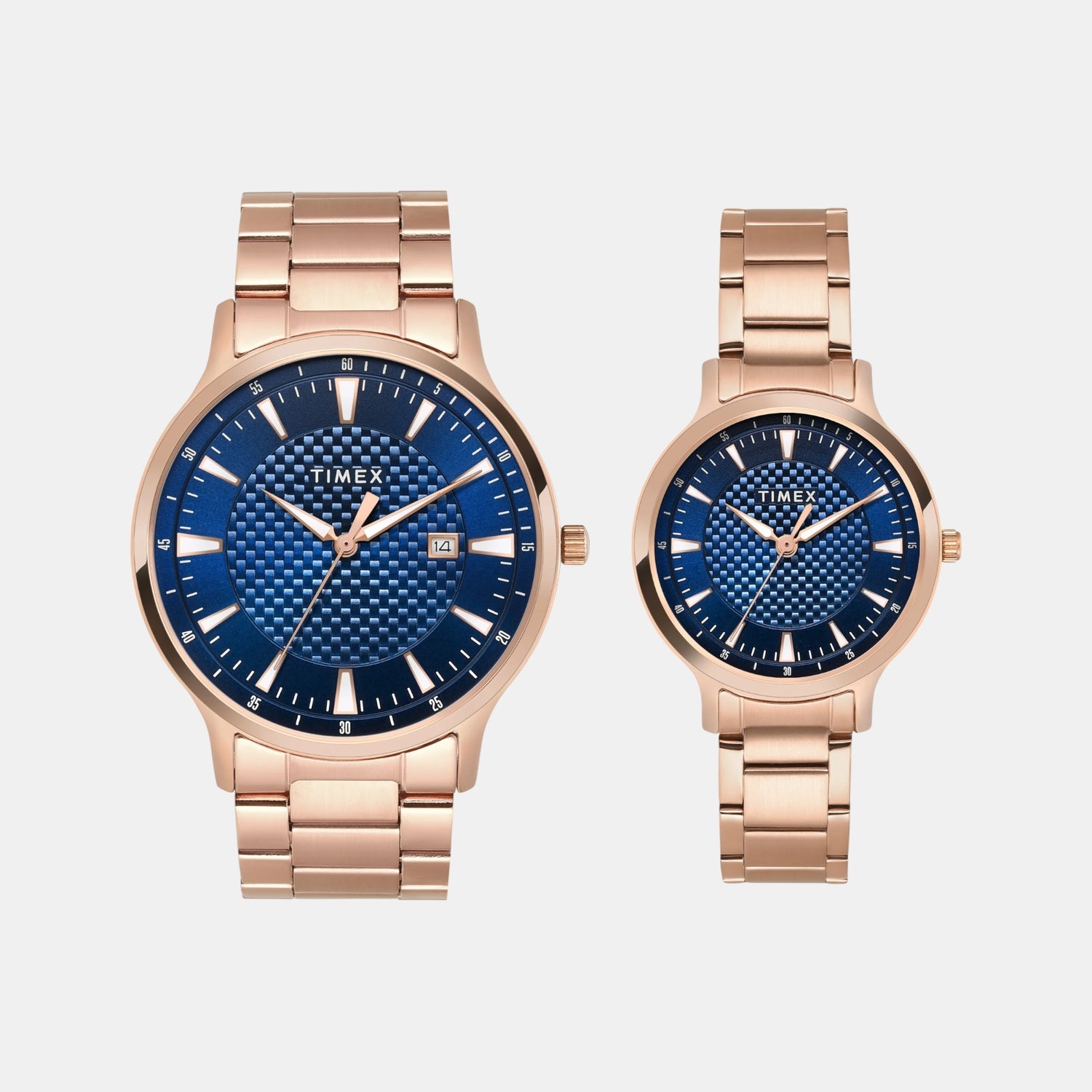 Timex Fashion Couple Quartz Blue Dial Analog Stainless Steel Watch TW00PR322
