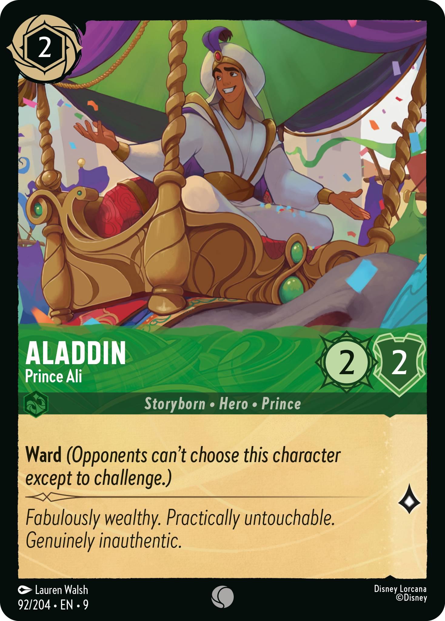 204 fabled non-foil – Lorcana Aladdin - Prince Ali - 92/204 [Fabled] [Non-Foil]