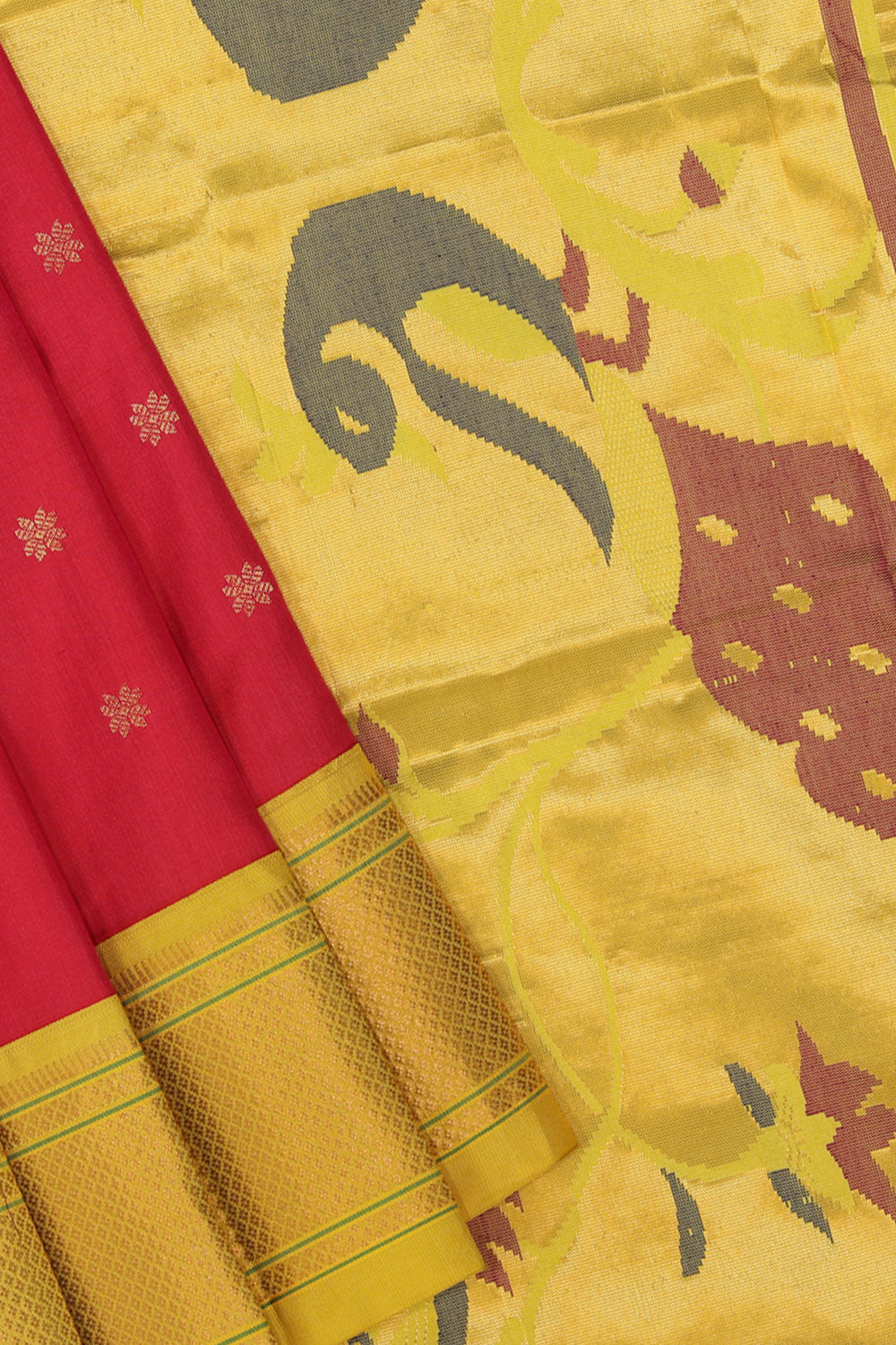 Kalanjali Gadwal Silk Fuchsia-Pink Saree With Paithani-Fusion Pallu - view 2
