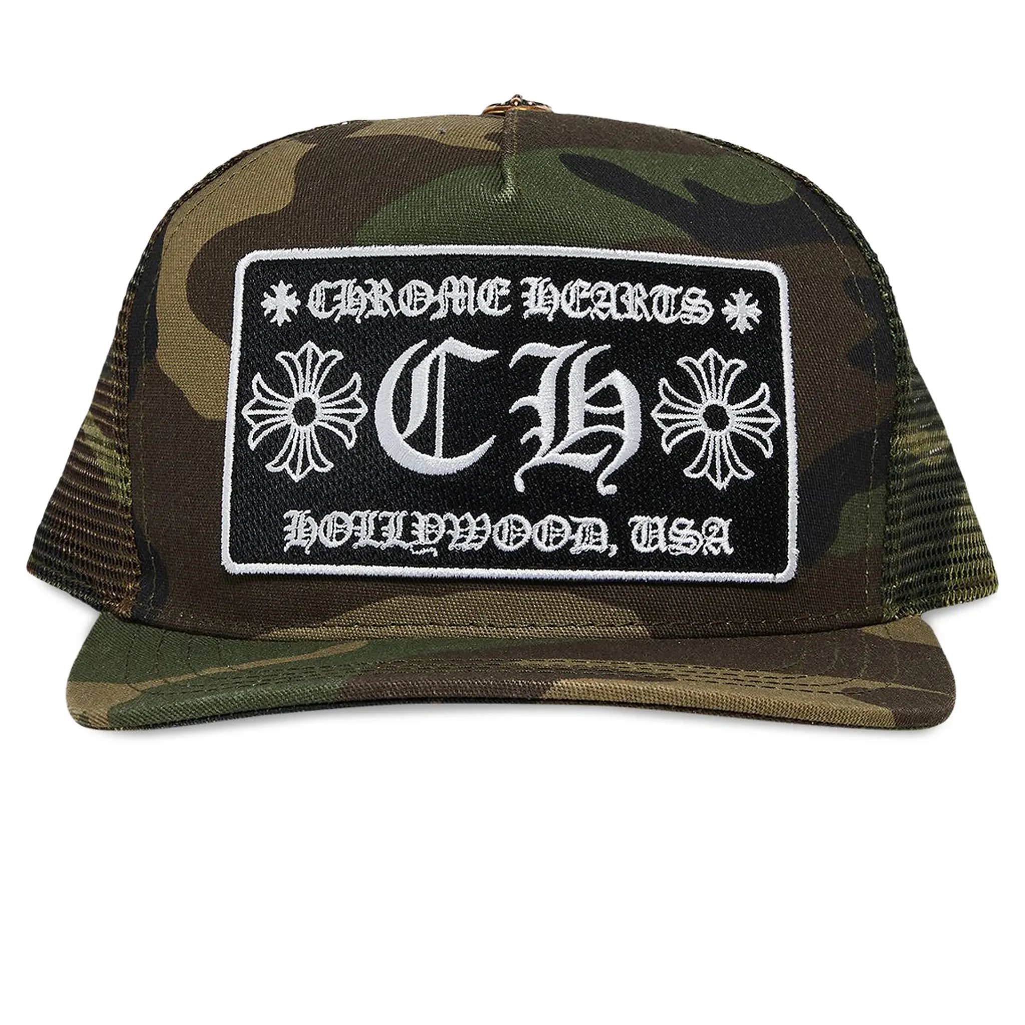 Chrome Hearts CH Hollywood Camo Green Trucker Cap - view 2