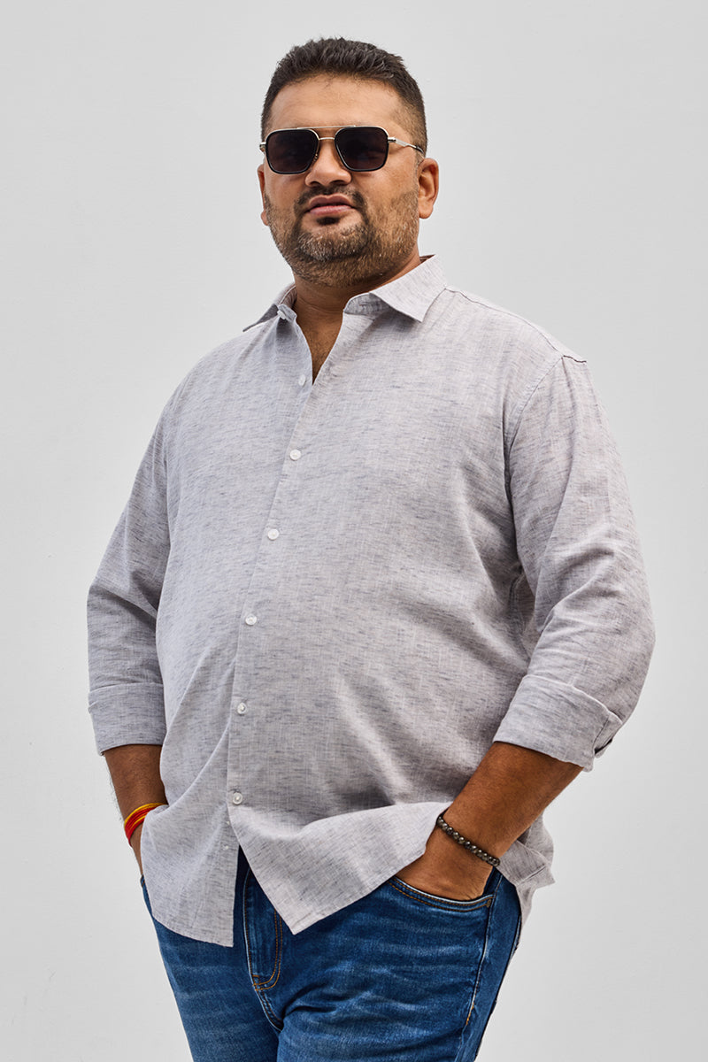 SNITCH Light Grey Linen Blend Shirt