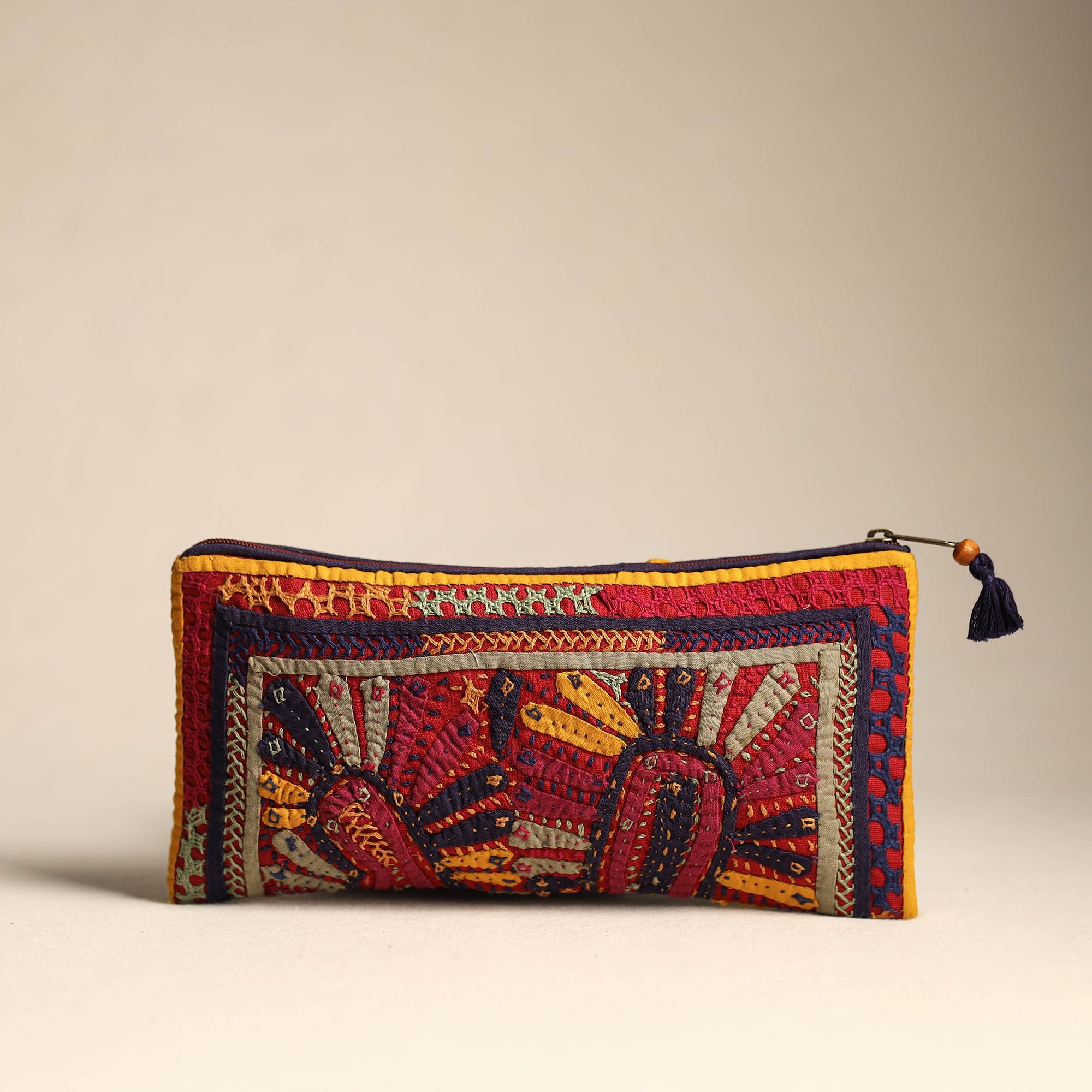 Kutch applique hand – QASAB Multicolor - Kutch Applique & Hand Embroidery Cotton Clutch Purse 55