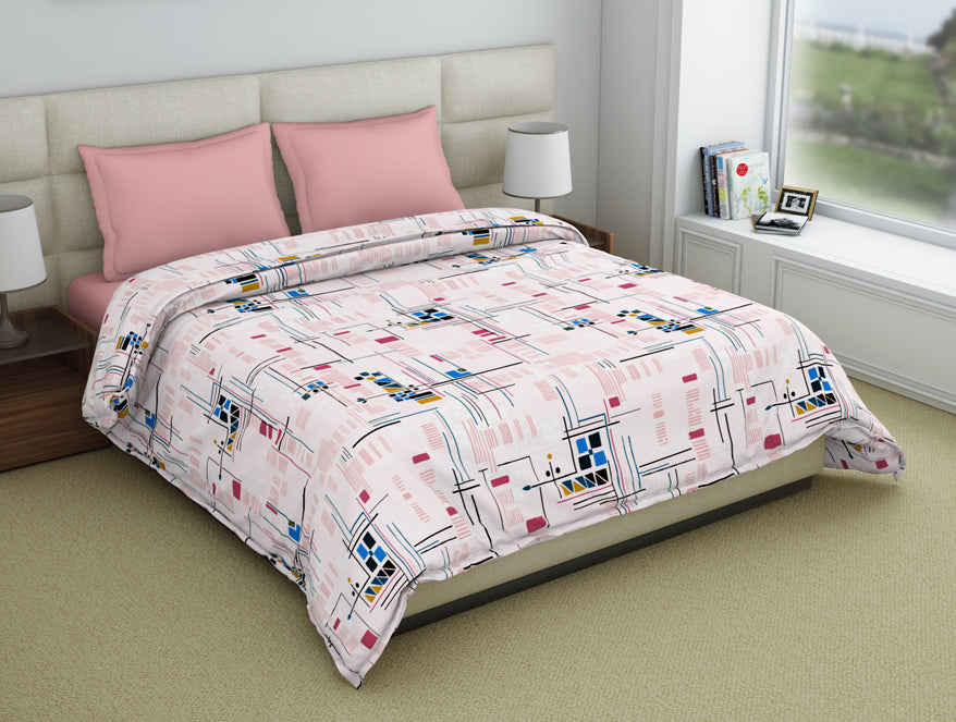Spaces India Geometric Petal Pink - Blush Polycotton Double Quilt / AC Comforter - Amaya By Welspun - view 2