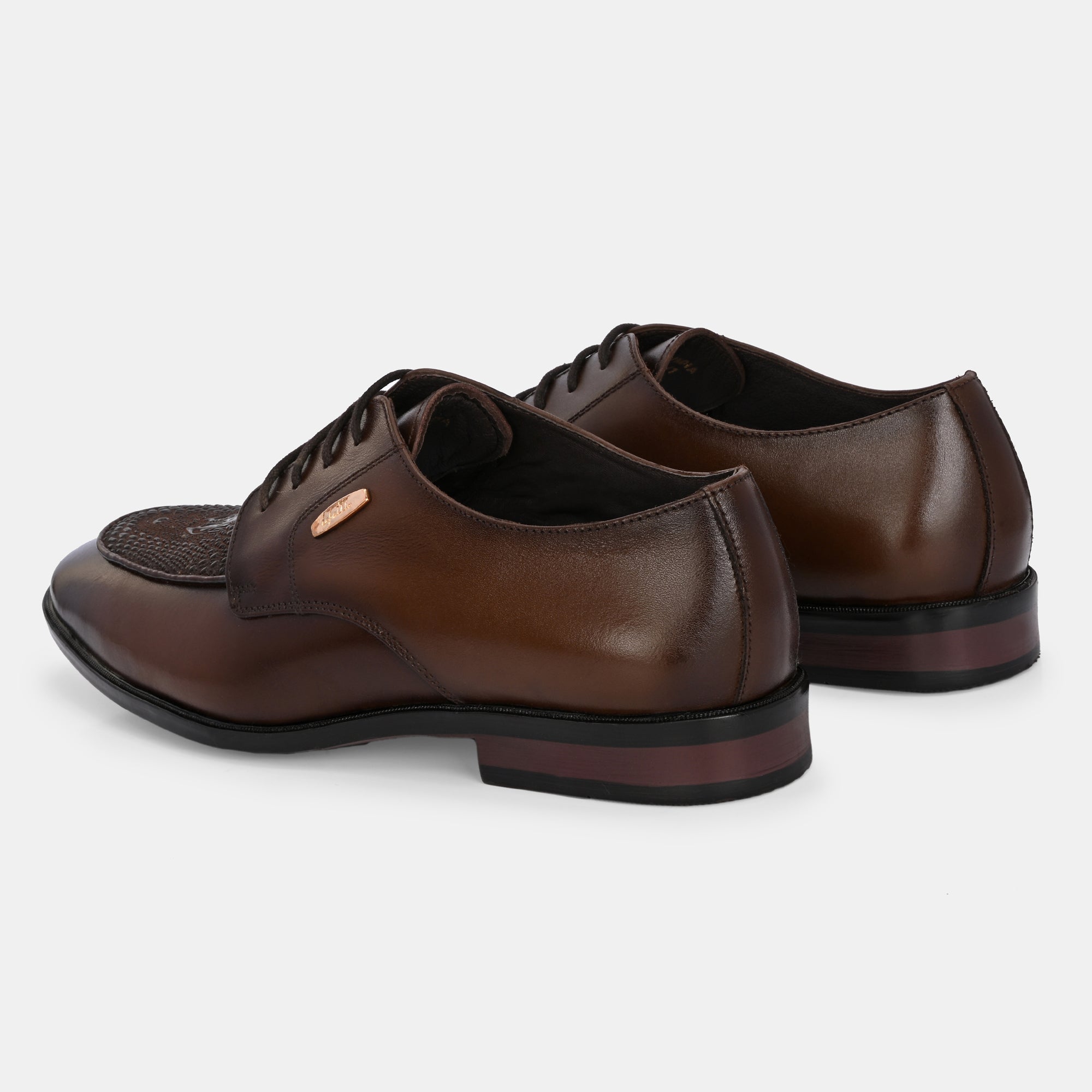 Hand Engraved Lace-Up Shoes by Lafattio – Brown - view 4