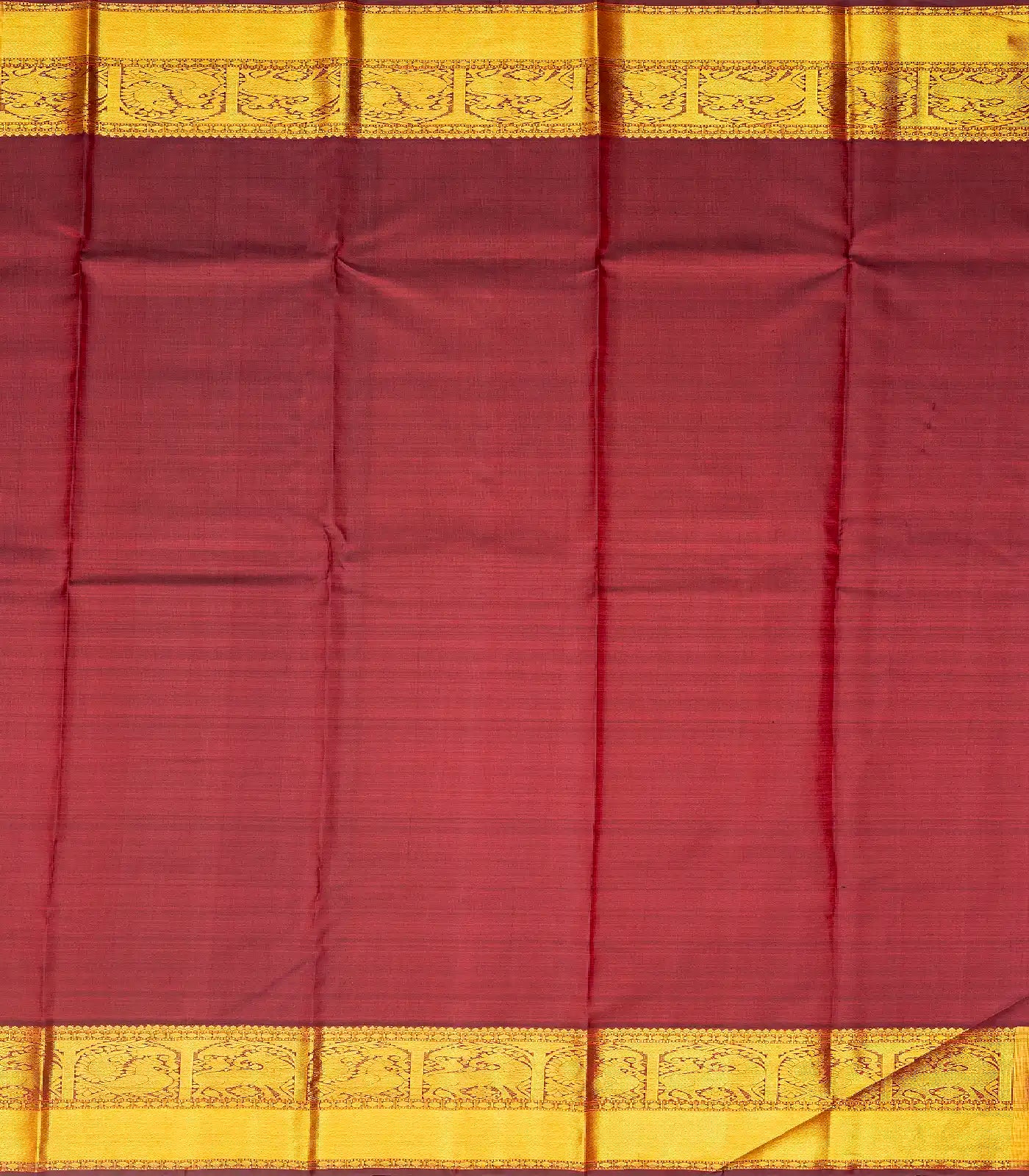 RmKV Maroon Handloom Kanchipuram Silk Saree With Annam Buttas - view 4
