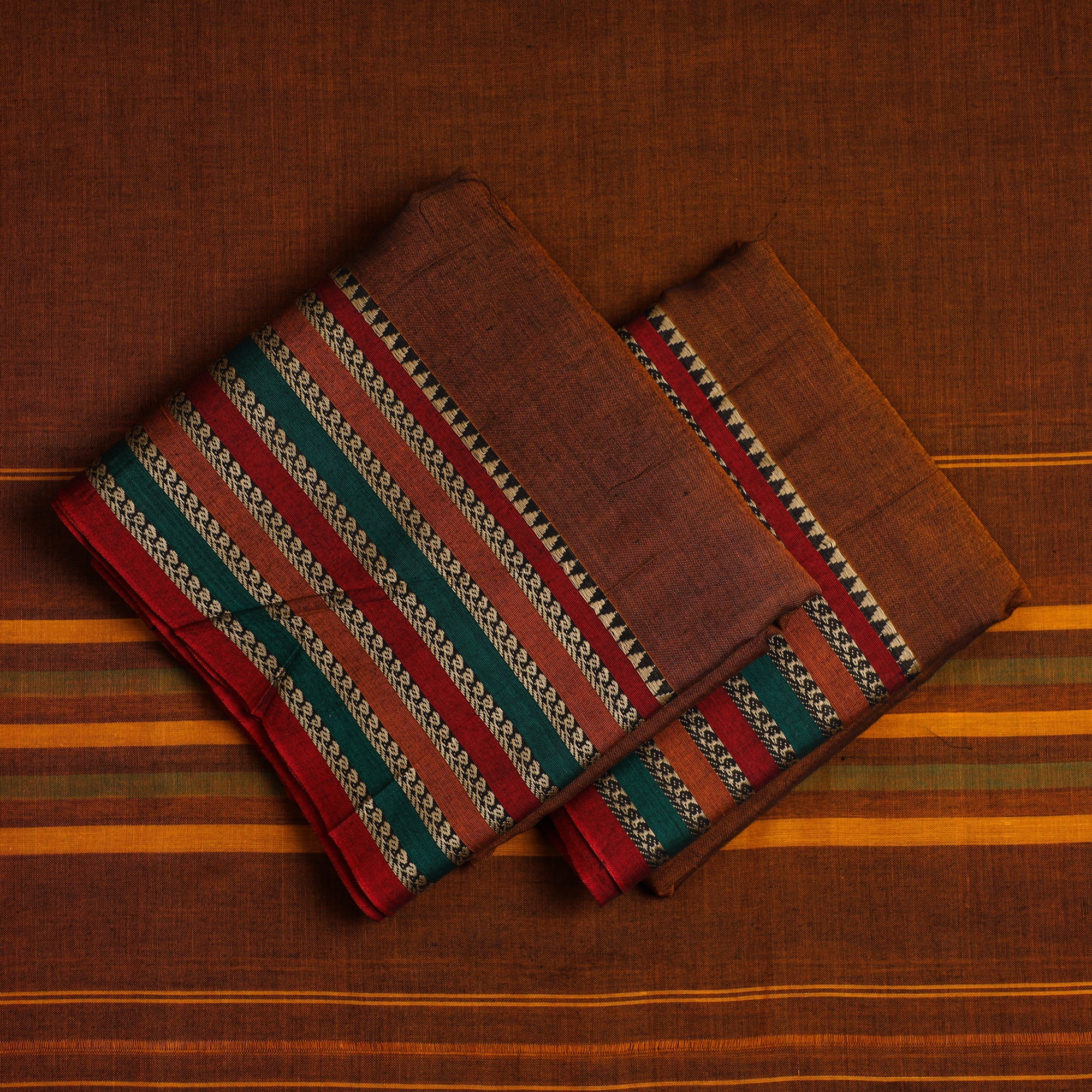 SOUTH KARGHA Brown - 3pc Mercerised Cotton Dharwad Dress Material 35 - view 2