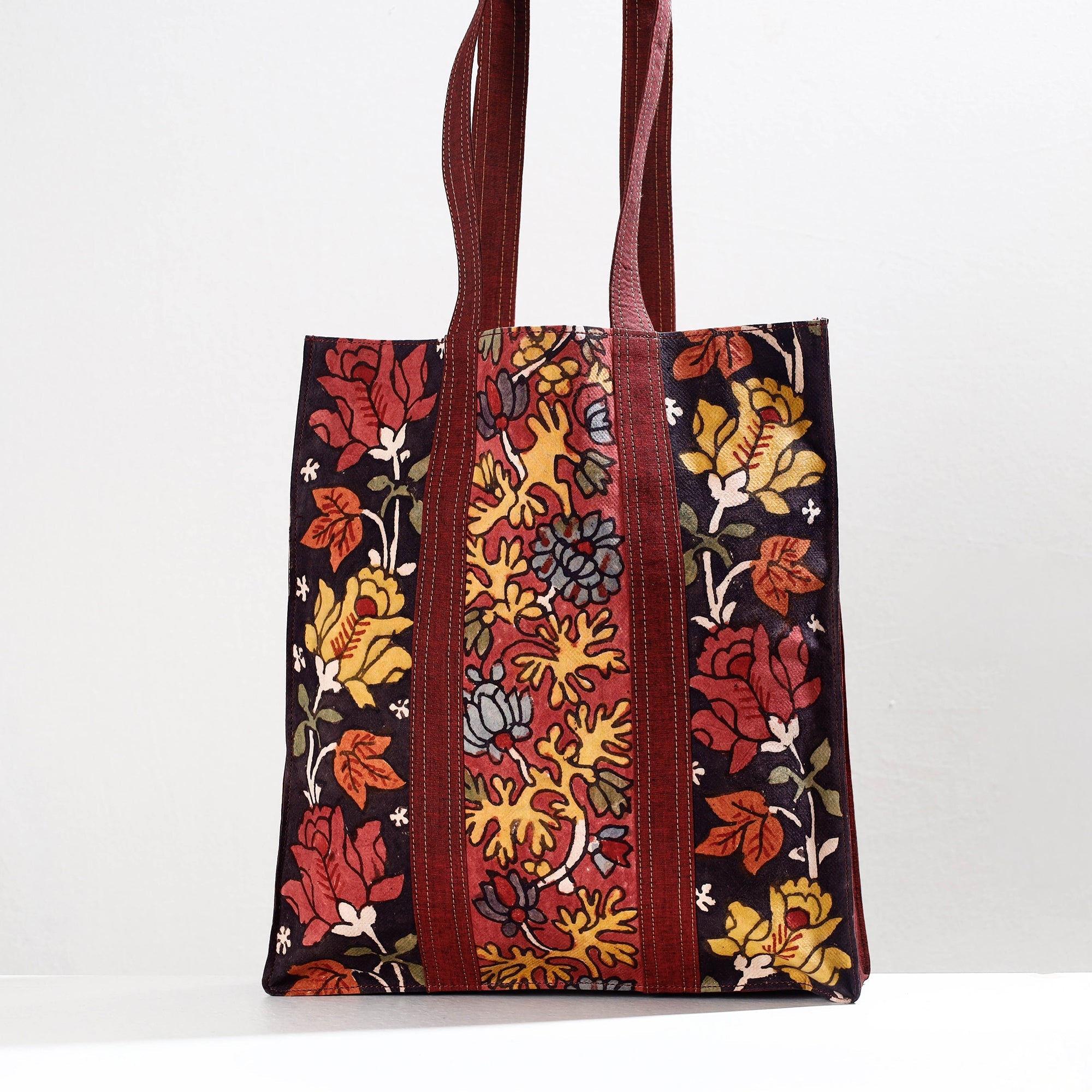 DWARAKA PLUS Black - Handpainted Kalamkari Natural Dyed Cotton Shoulder Bag