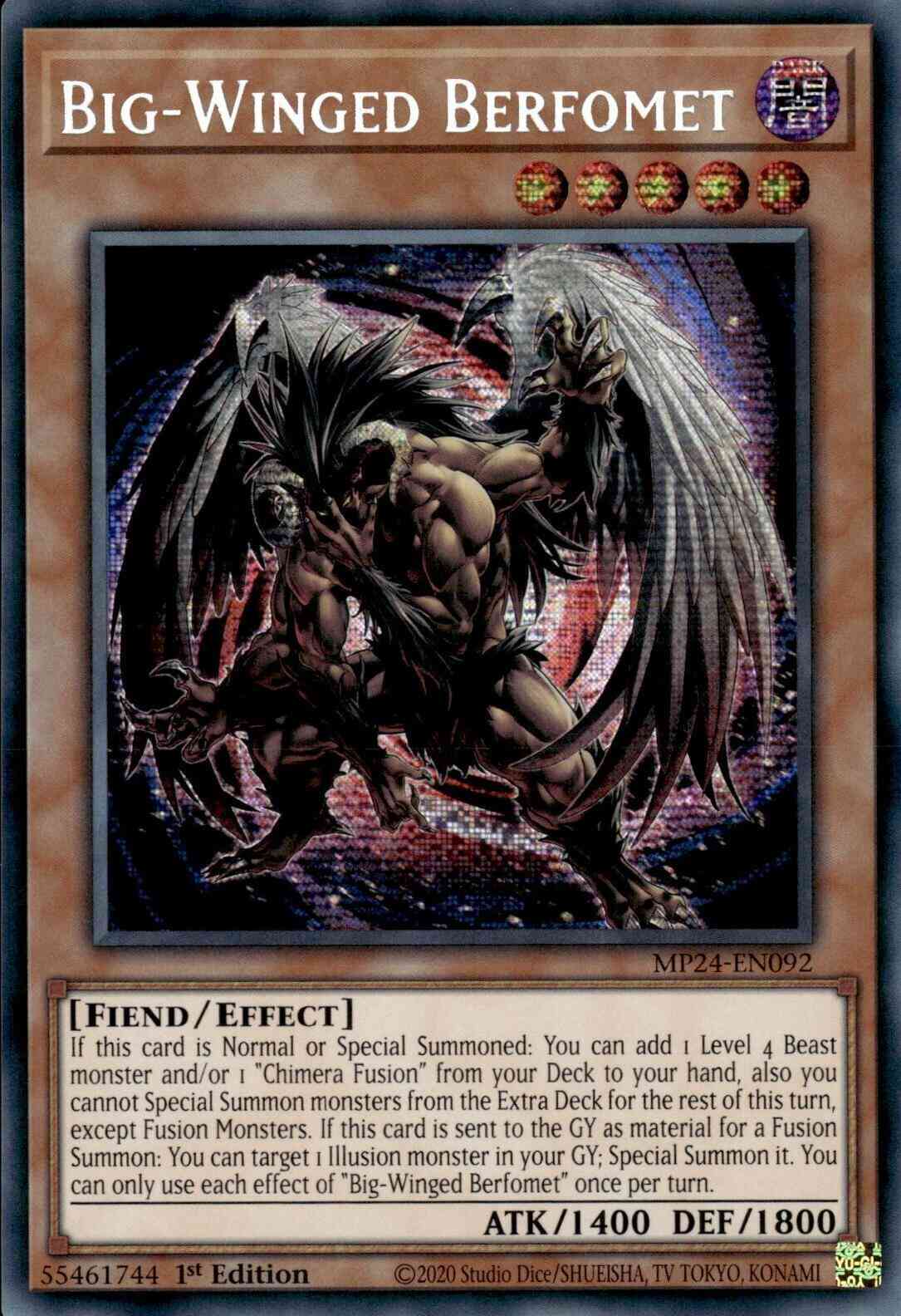 Yu-Gi-Oh! Big-Winged Berfomet - MP24-EN092 - Prismatic Secret Rare - 1st Edition