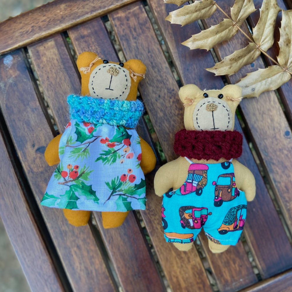 THE GOOD GIFTS The Good Gift Set of 2 Dolls Bears Cotton Fabric Toy