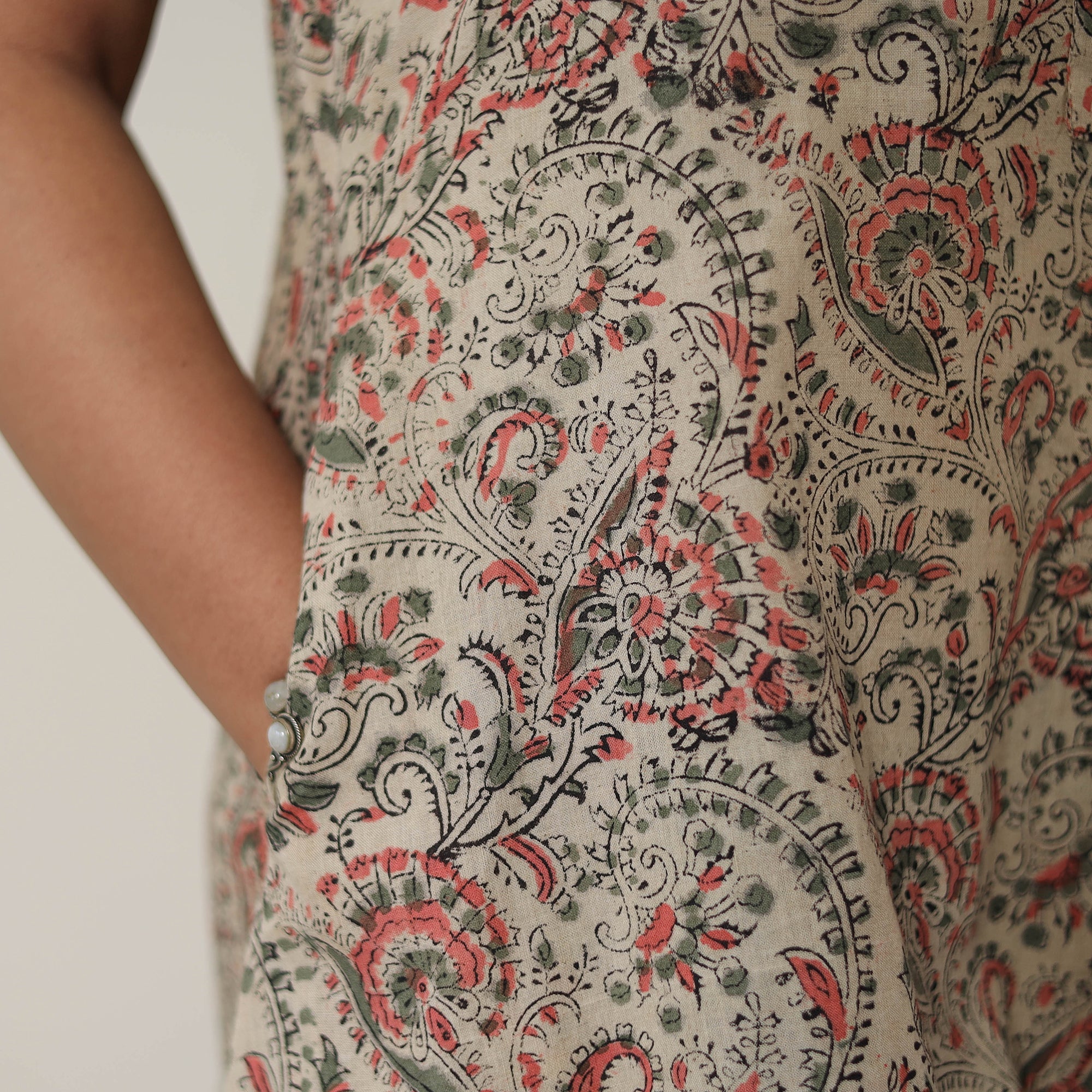 ITOKRI CASUALS Beige - Pedana Kalamkari Block Printed Cotton Dress 16 - view 6